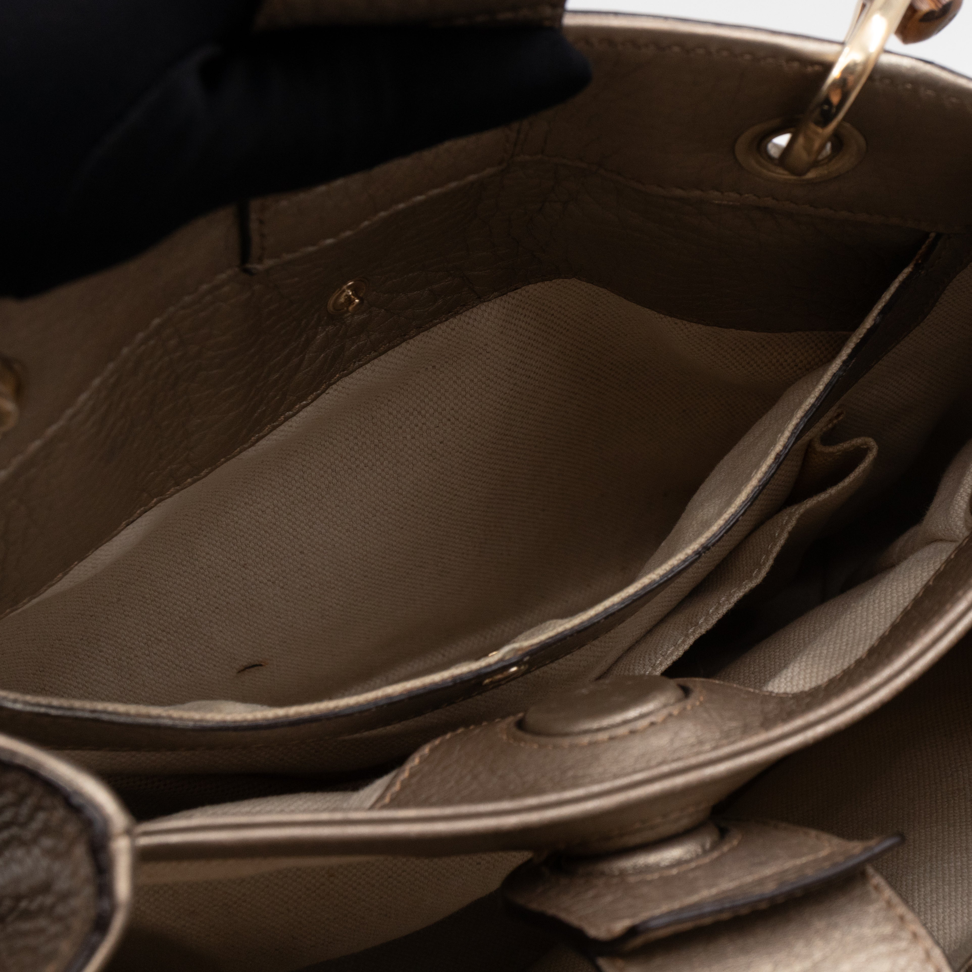 Bamboo Handle Tote Bag Champagne