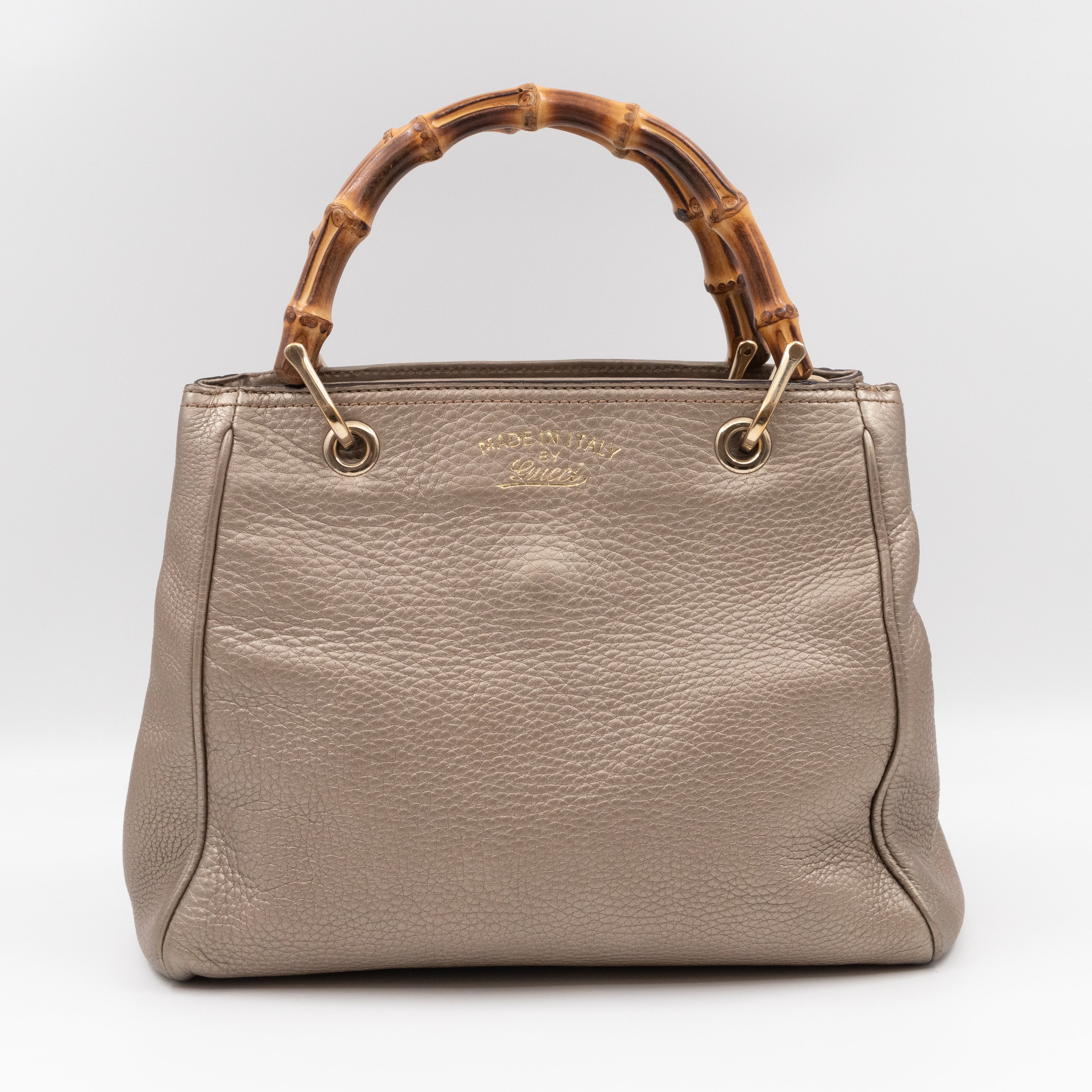 Bamboo Handle Tote Bag Champagne