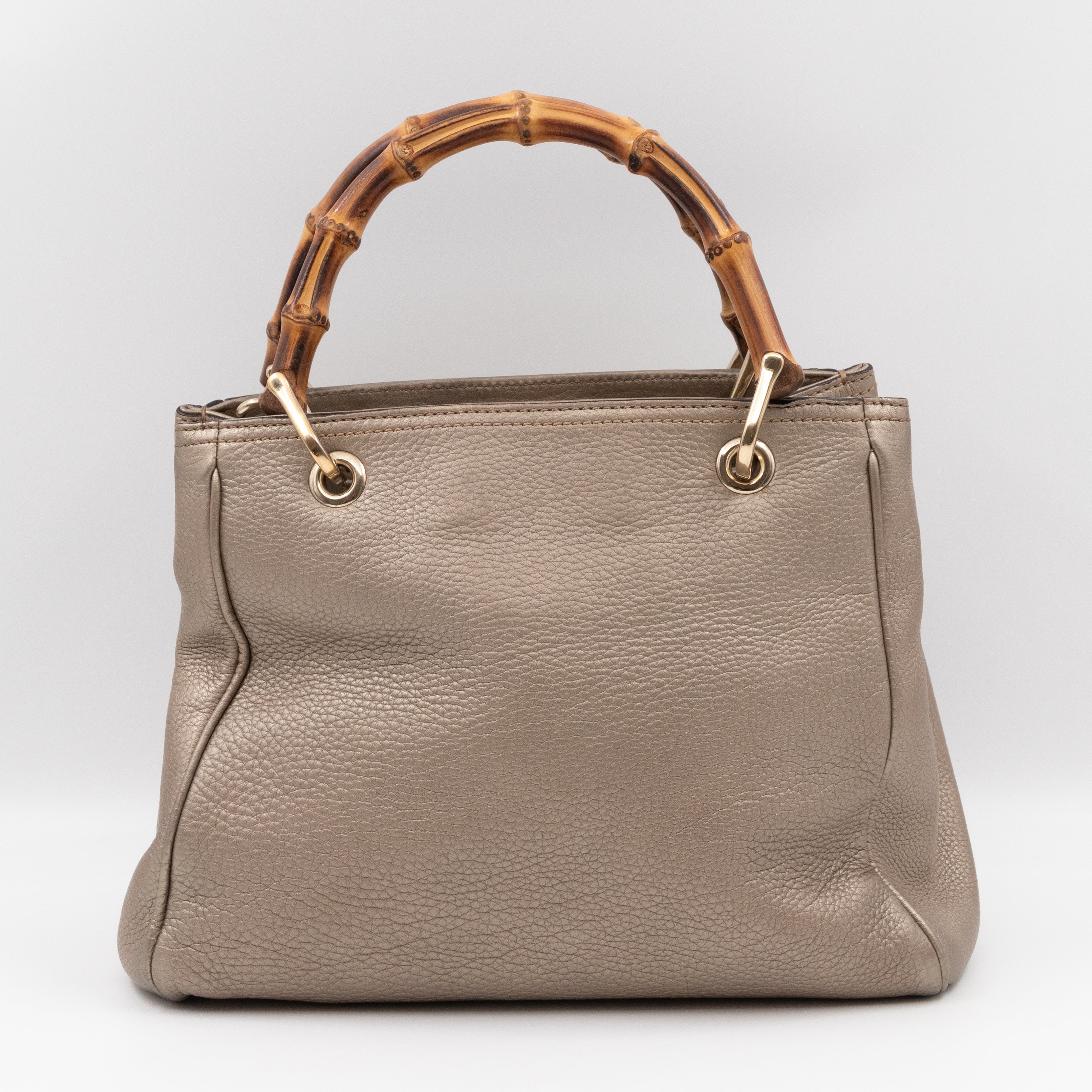 Bamboo Handle Tote Bag Champagne