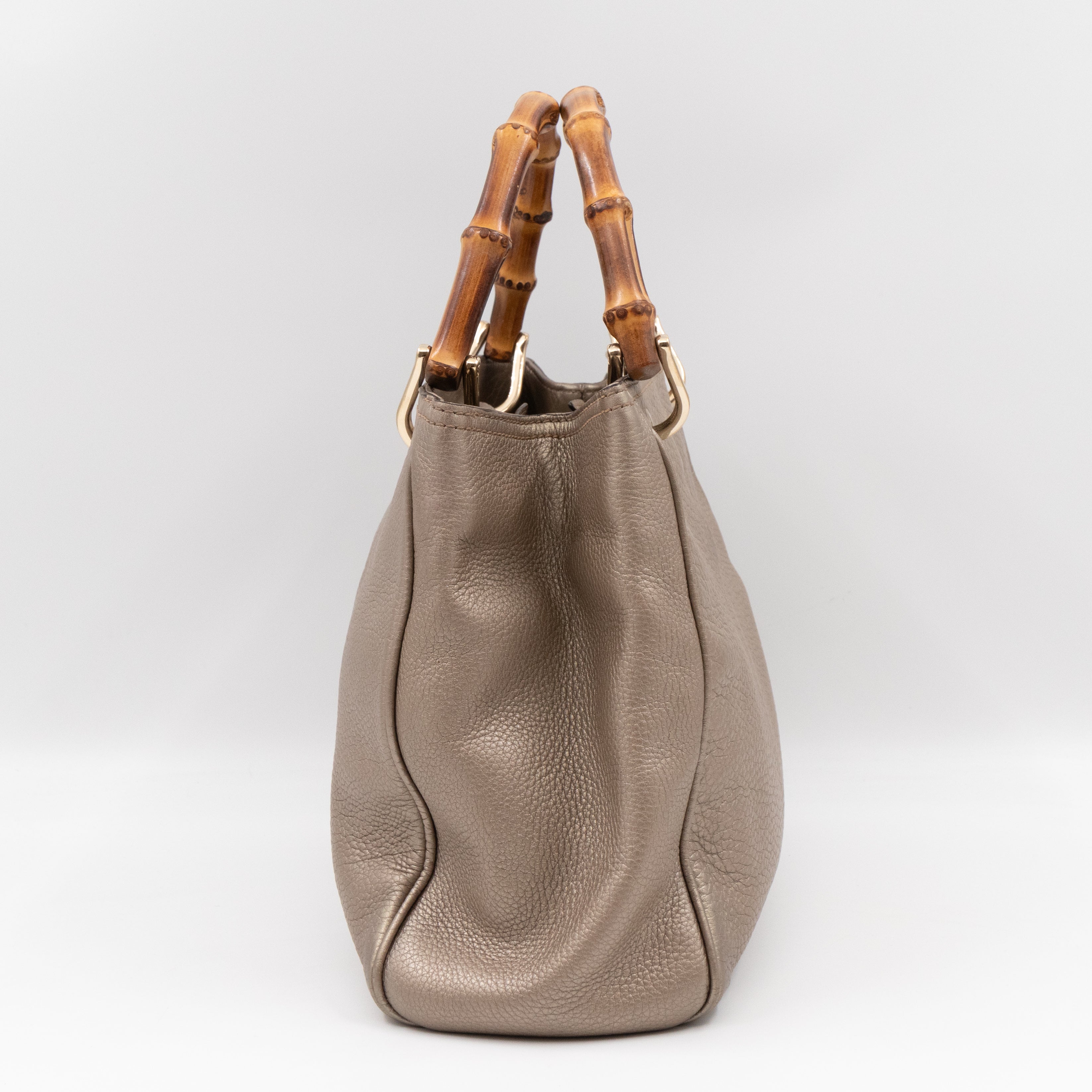 Bamboo Handle Tote Bag Champagne