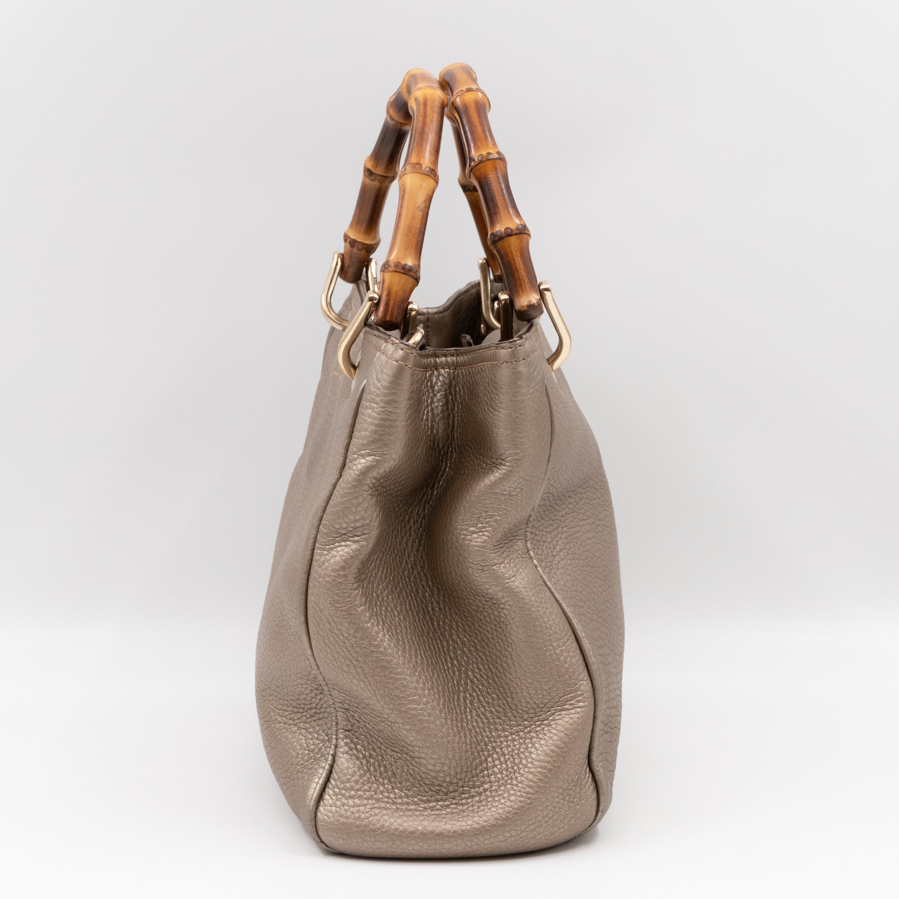 Bamboo Handle Tote Bag Champagne