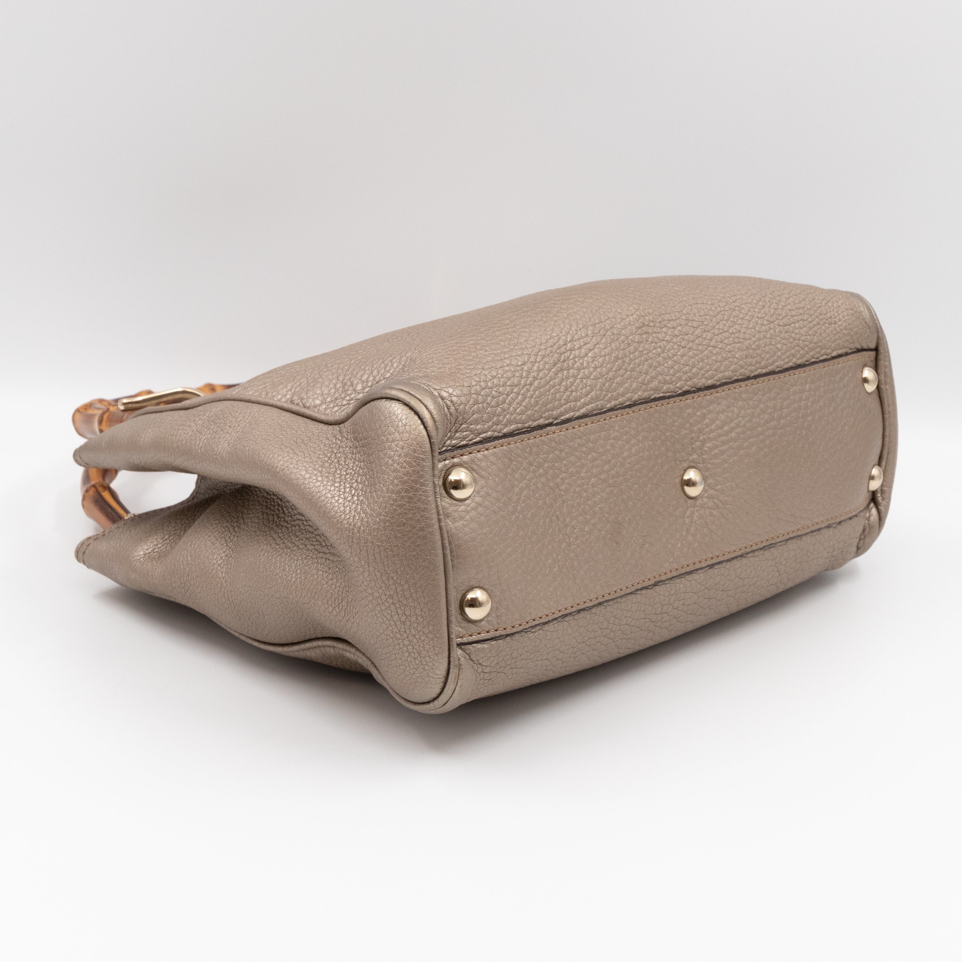 Bamboo Handle Tote Bag Champagne