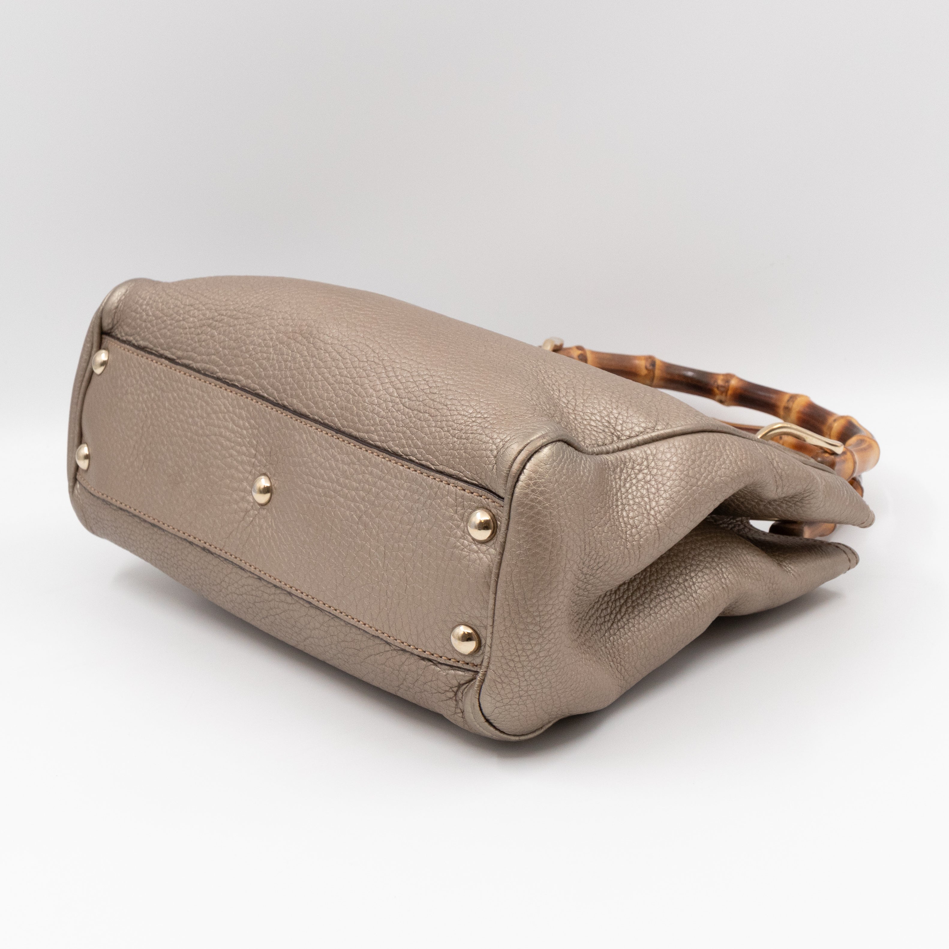 Bamboo Handle Tote Bag Champagne