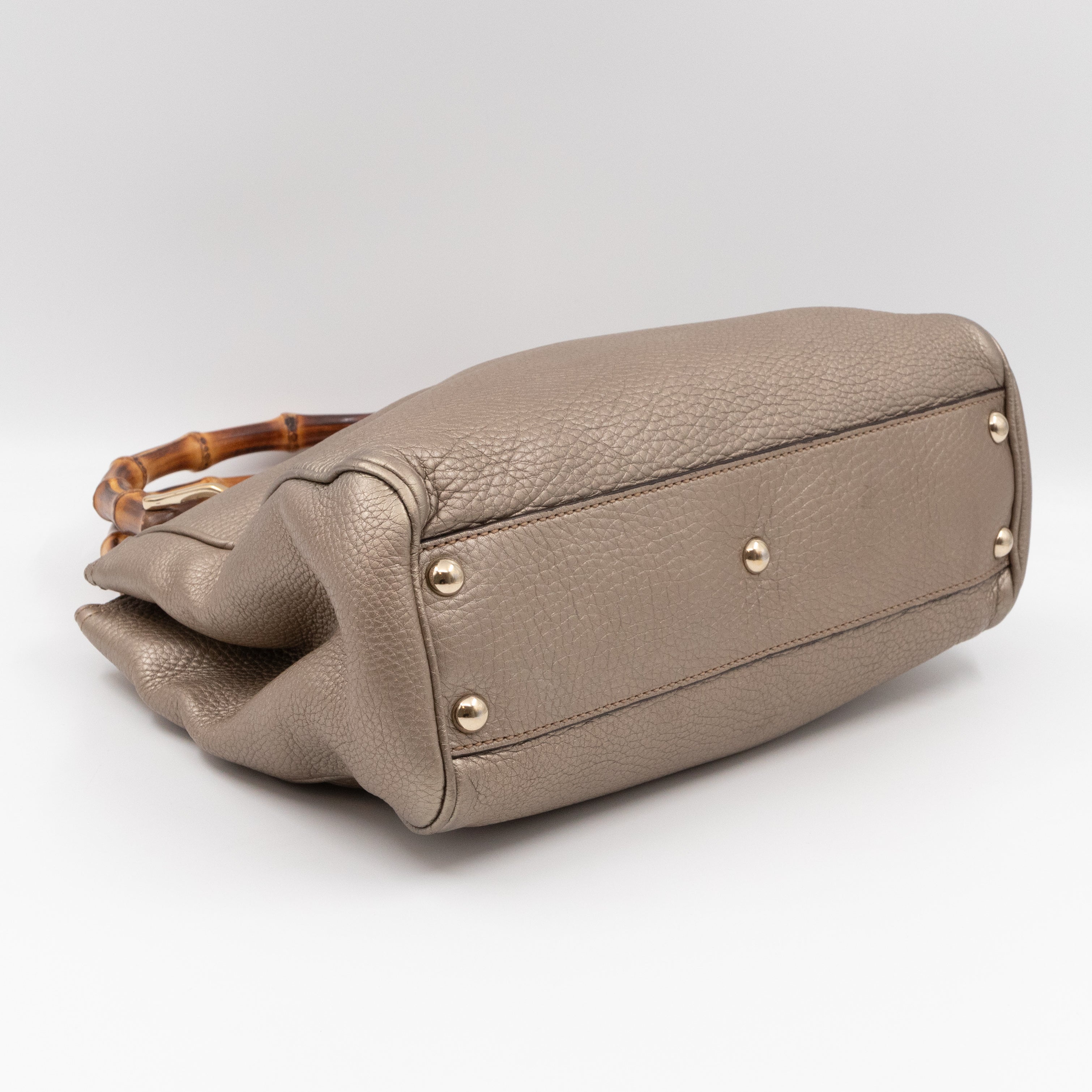 Bamboo Handle Tote Bag Champagne