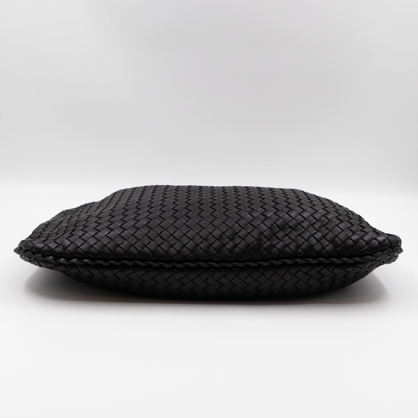 Veneta Hobo Bag Intrecciato Black Leather