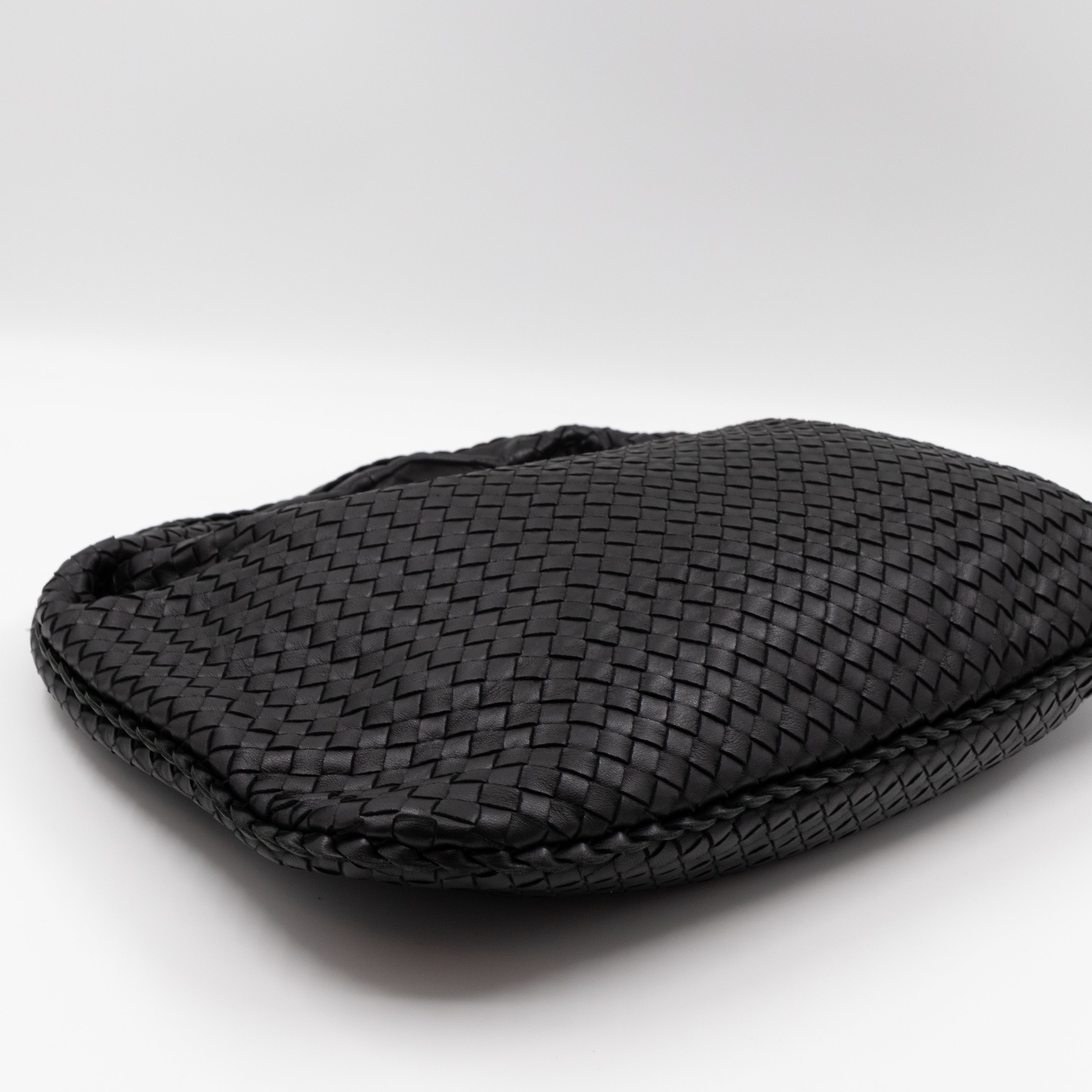 Veneta Hobo Bag Intrecciato Black Leather