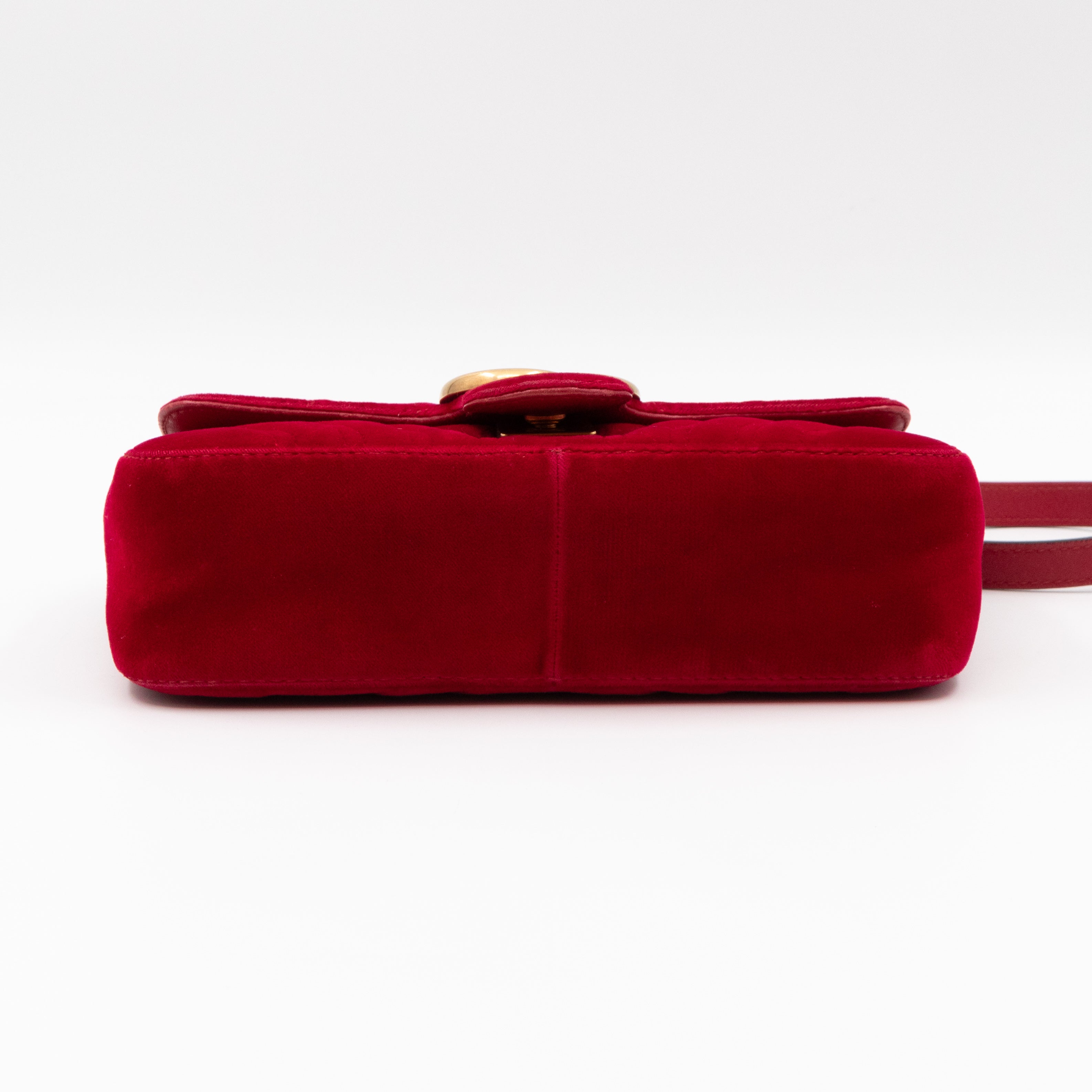 GG Marmont Flap Mini Red Velvet Aged Gold