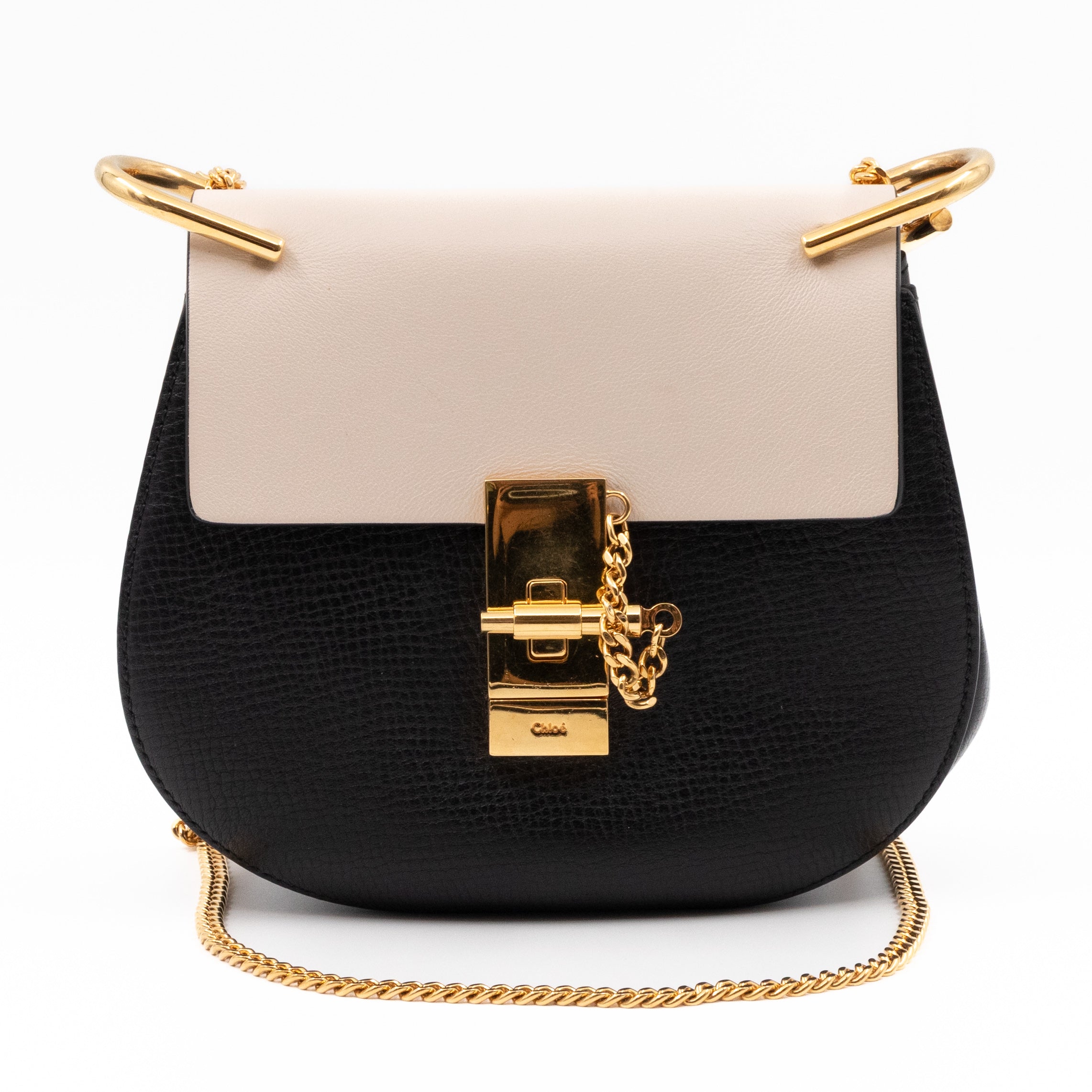 Drew Black White Leather Gold