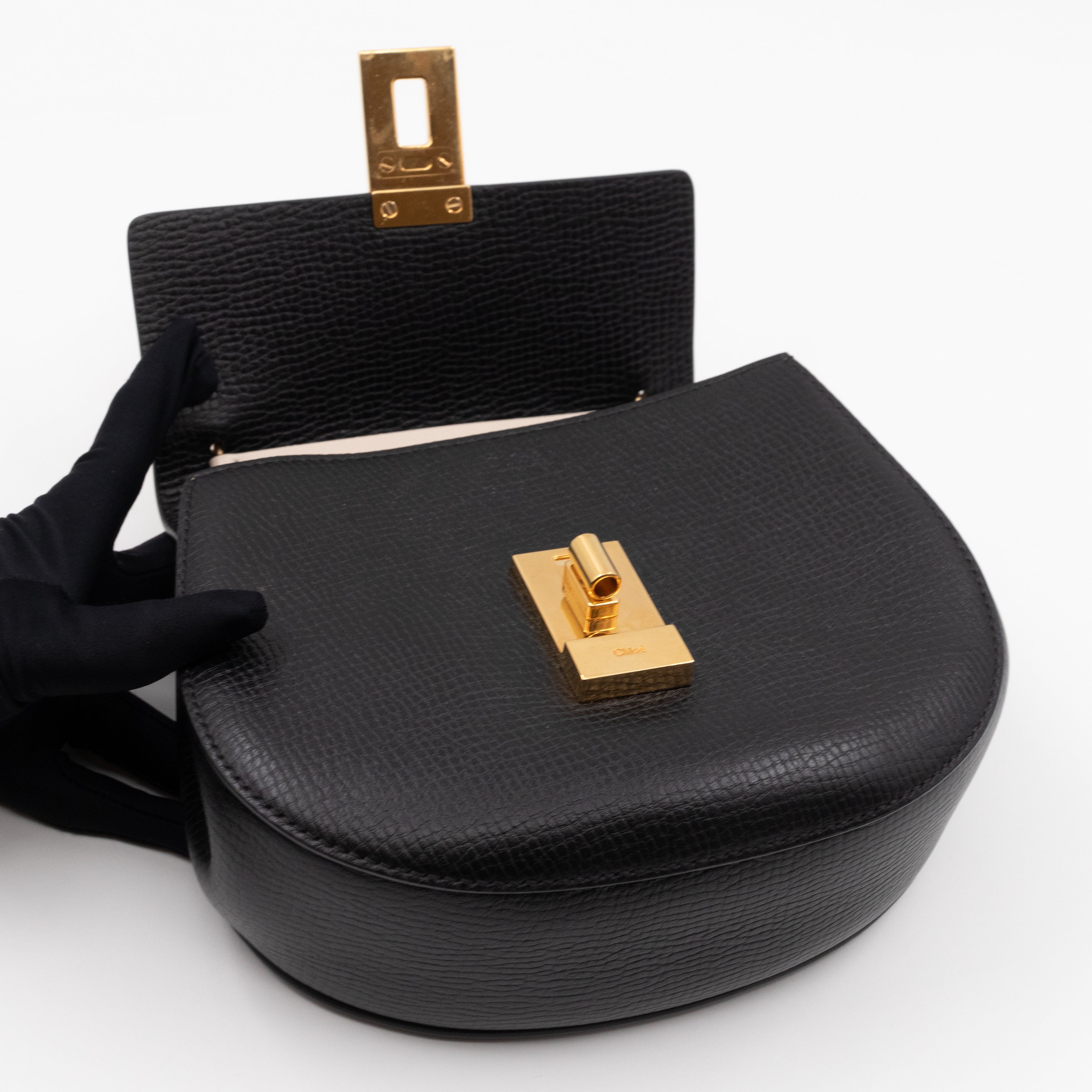 Drew Black White Leather Gold