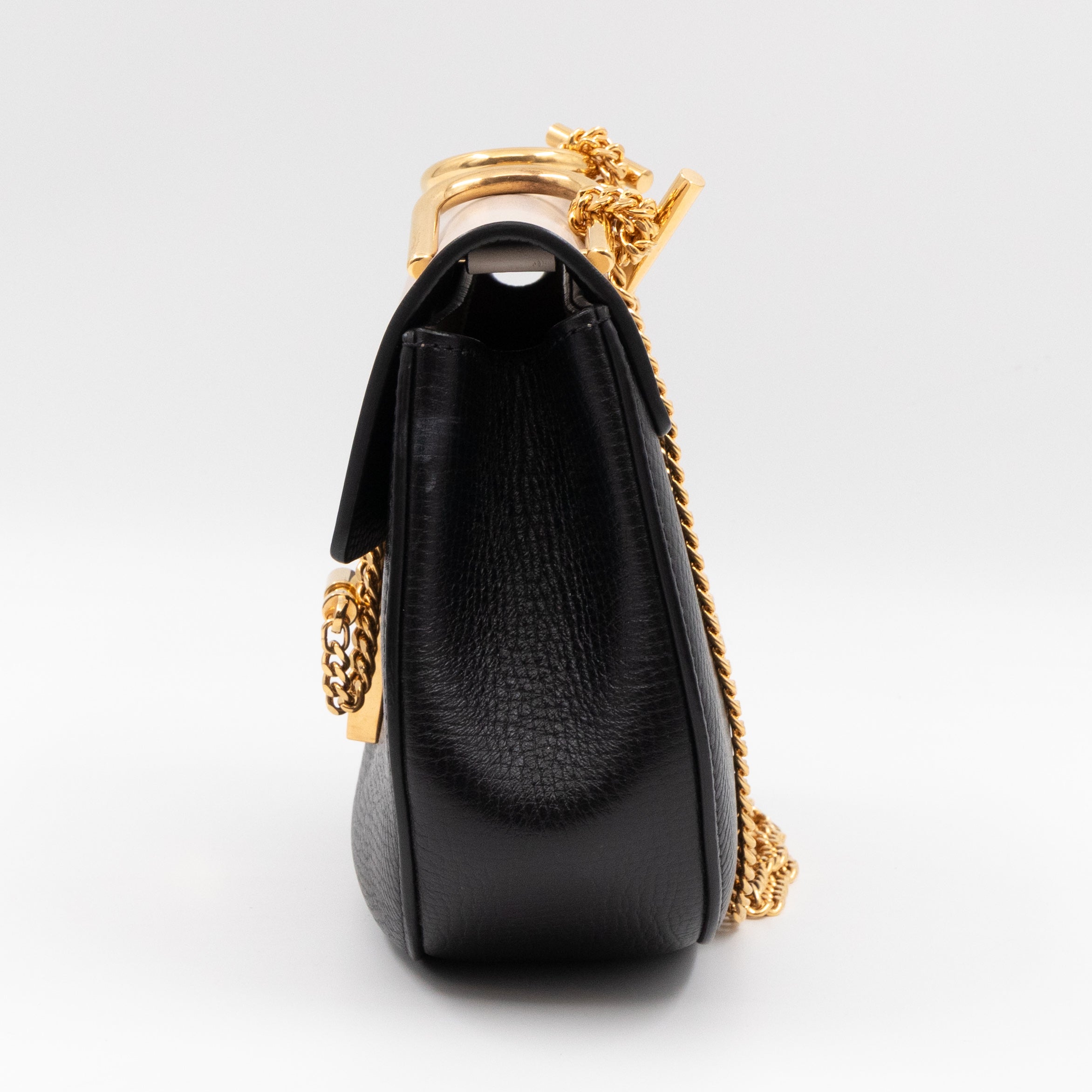 Drew Black White Leather Gold