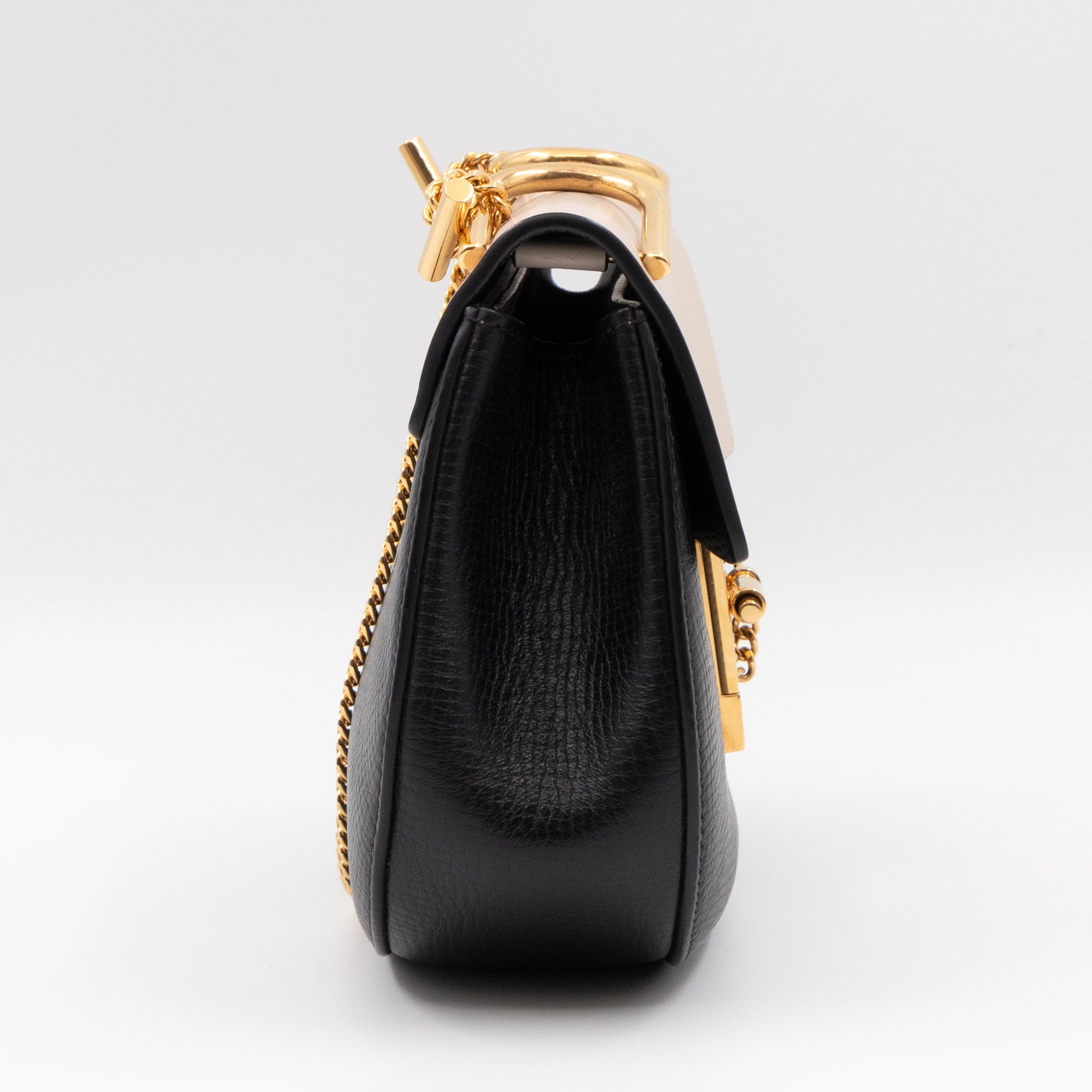 Drew Black White Leather Gold