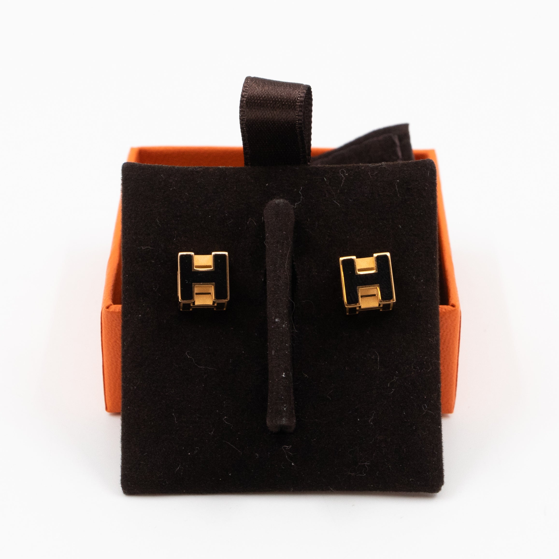 Cage d'H Earrings Black Gold