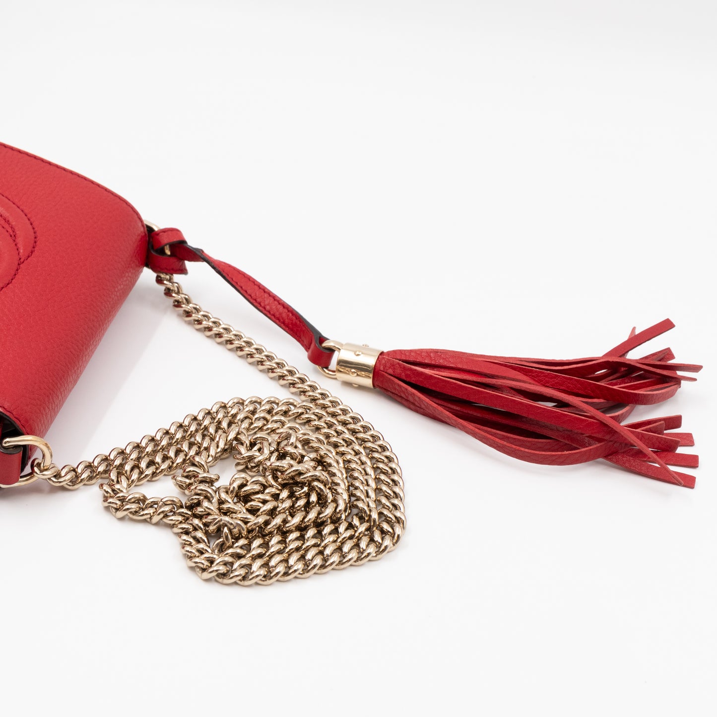 Mini Soho Flap Chain Bag Red Leather Gold