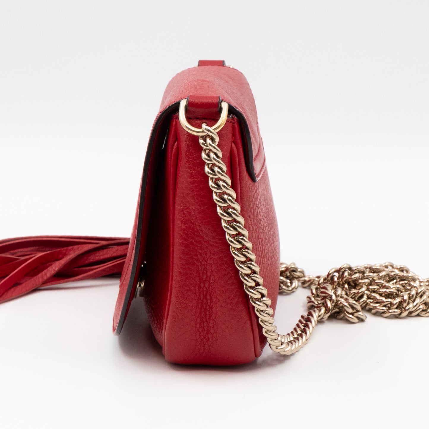 Mini Soho Flap Chain Bag Red Leather Gold