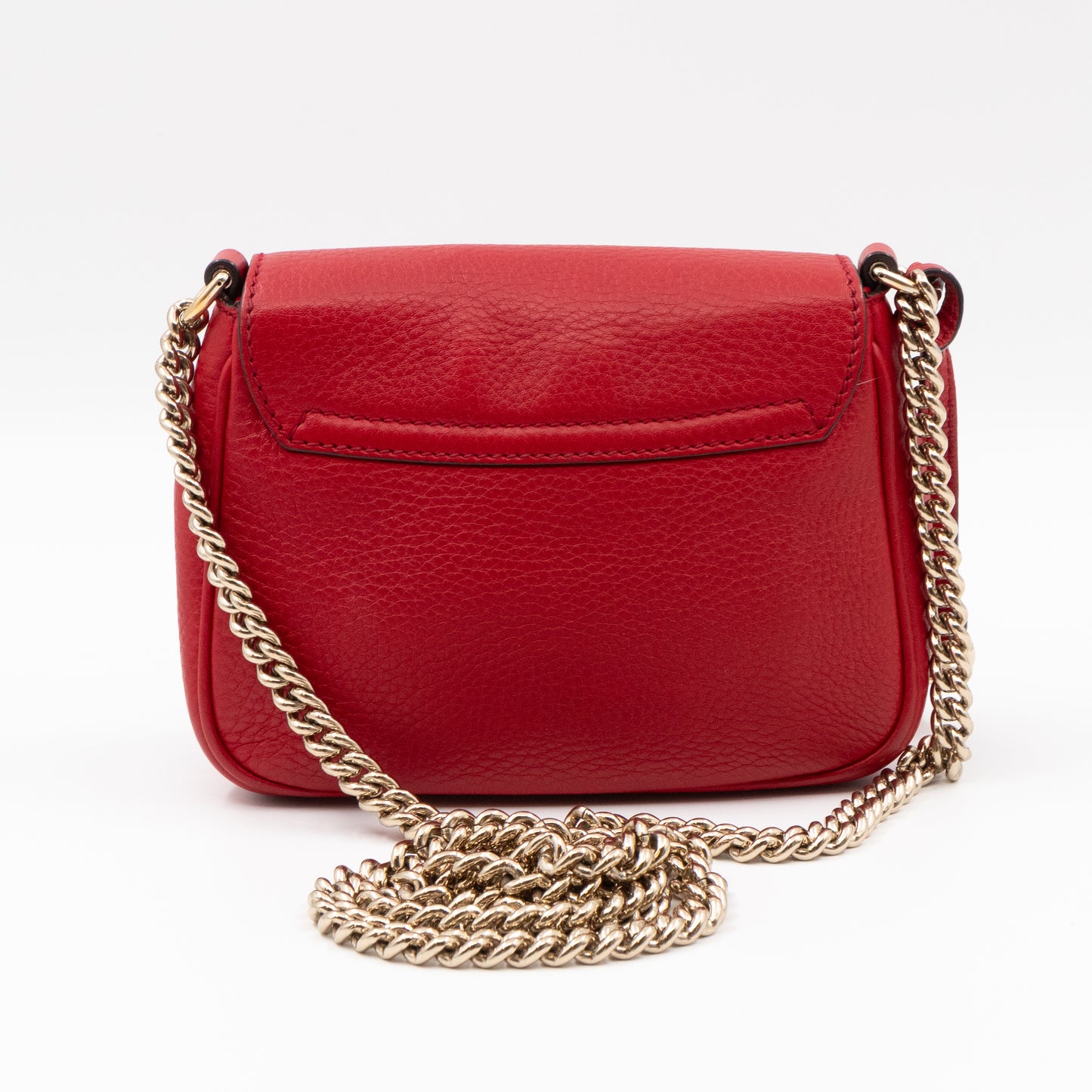 Mini Soho Flap Chain Bag Red Leather Gold