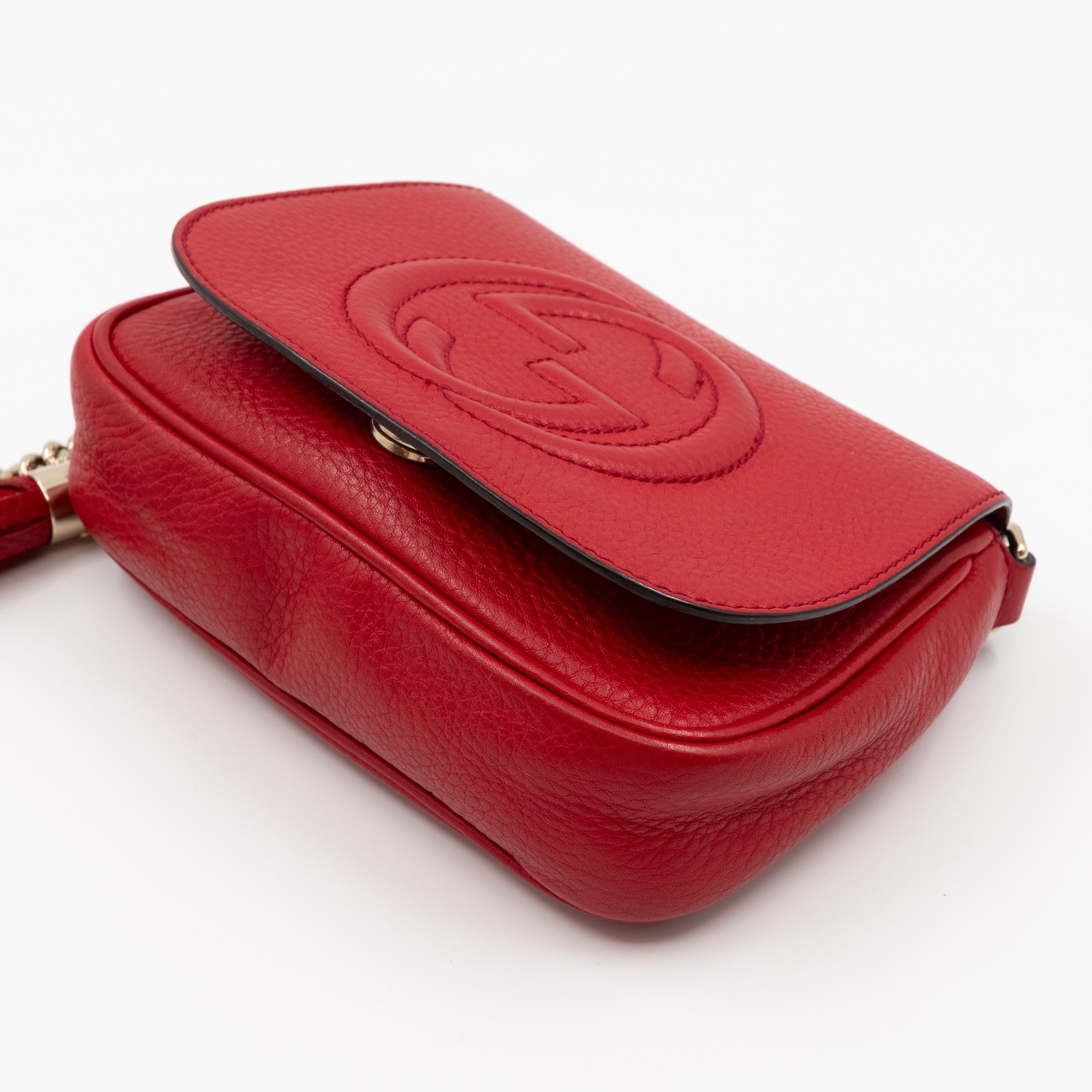 Mini Soho Flap Chain Bag Red Leather