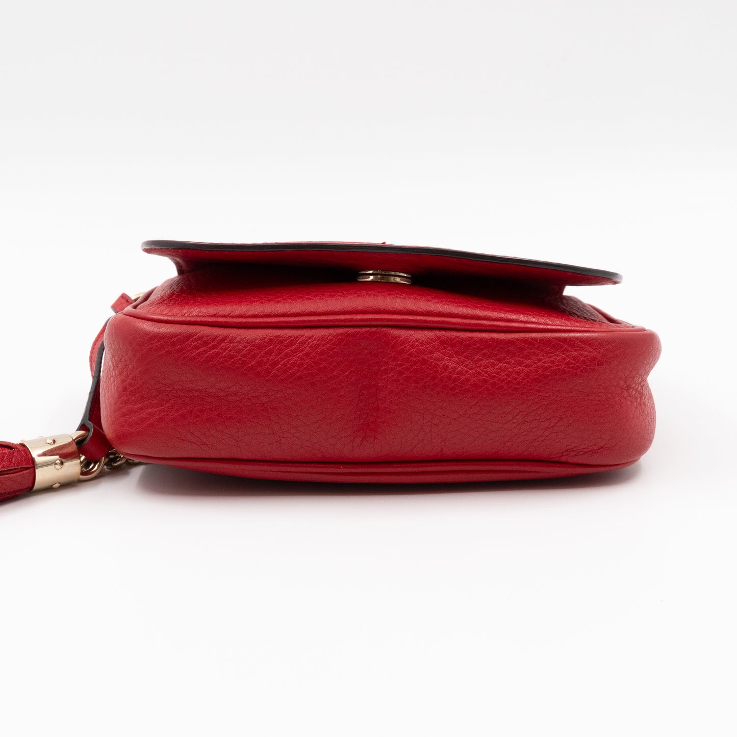 Mini Soho Flap Chain Bag Red Leather Gold