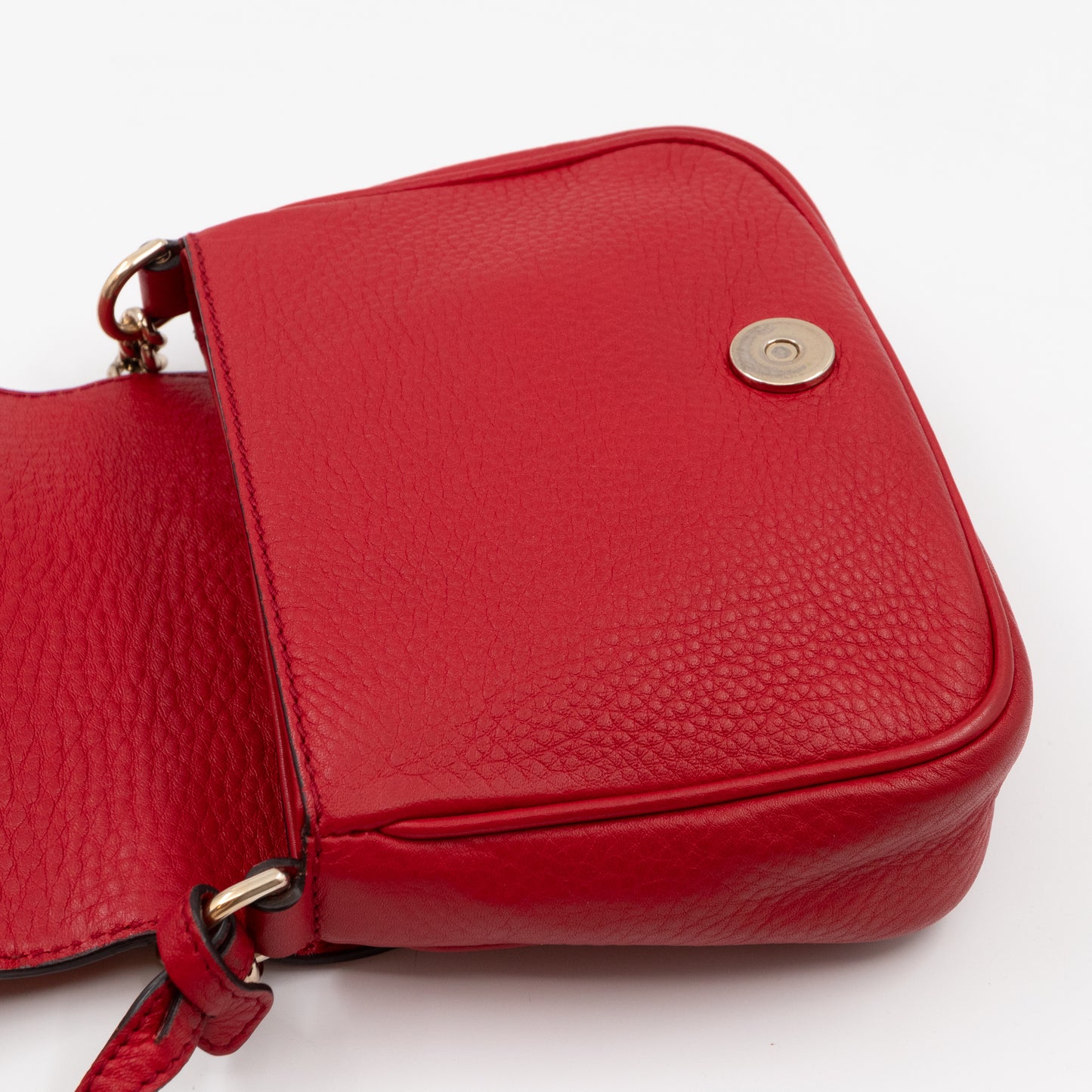 Mini Soho Flap Chain Bag Red Leather Gold