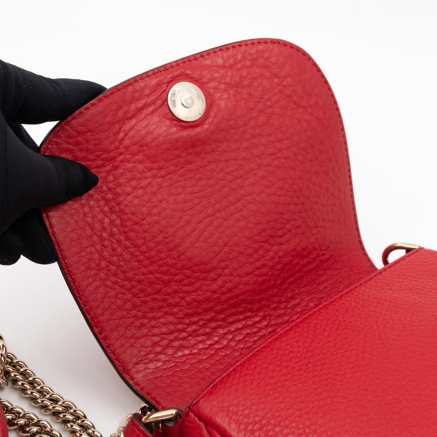 Mini Soho Flap Chain Bag Red Leather Gold