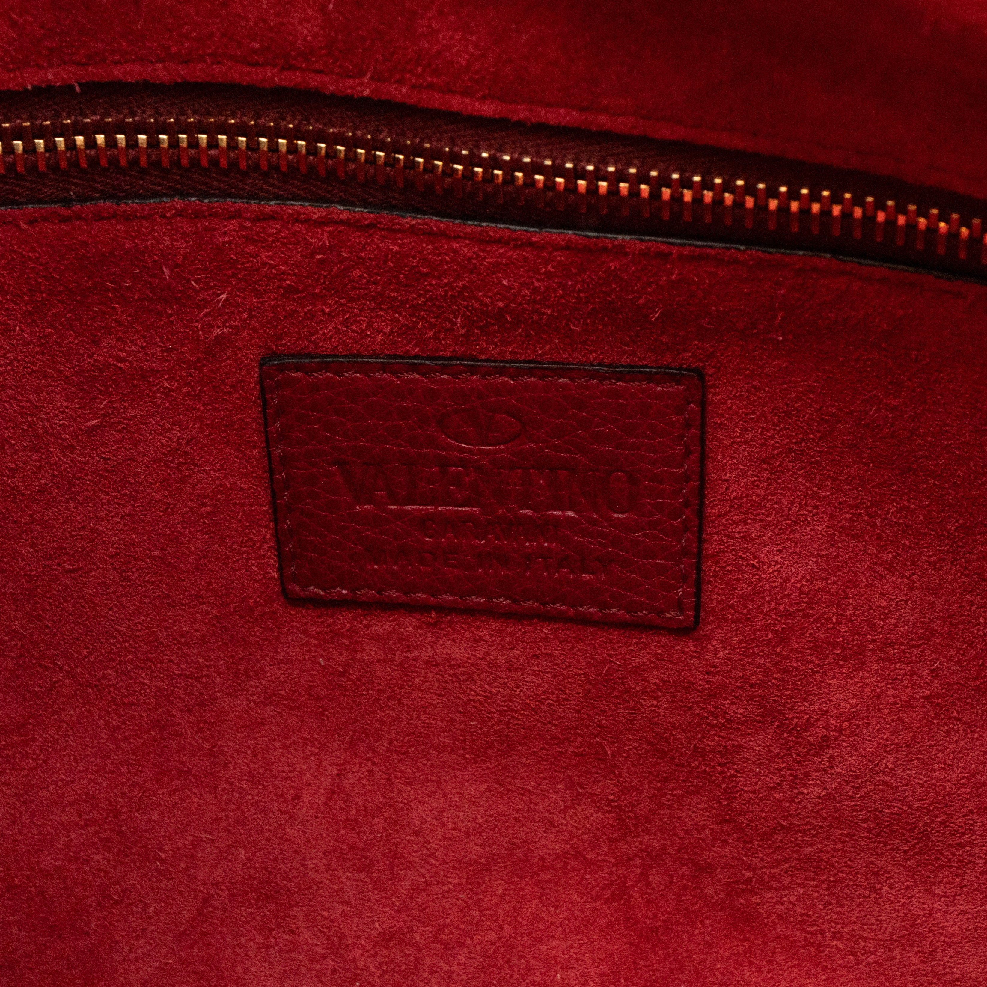 C-Rockee Studded Fringe Hobo Red Leather