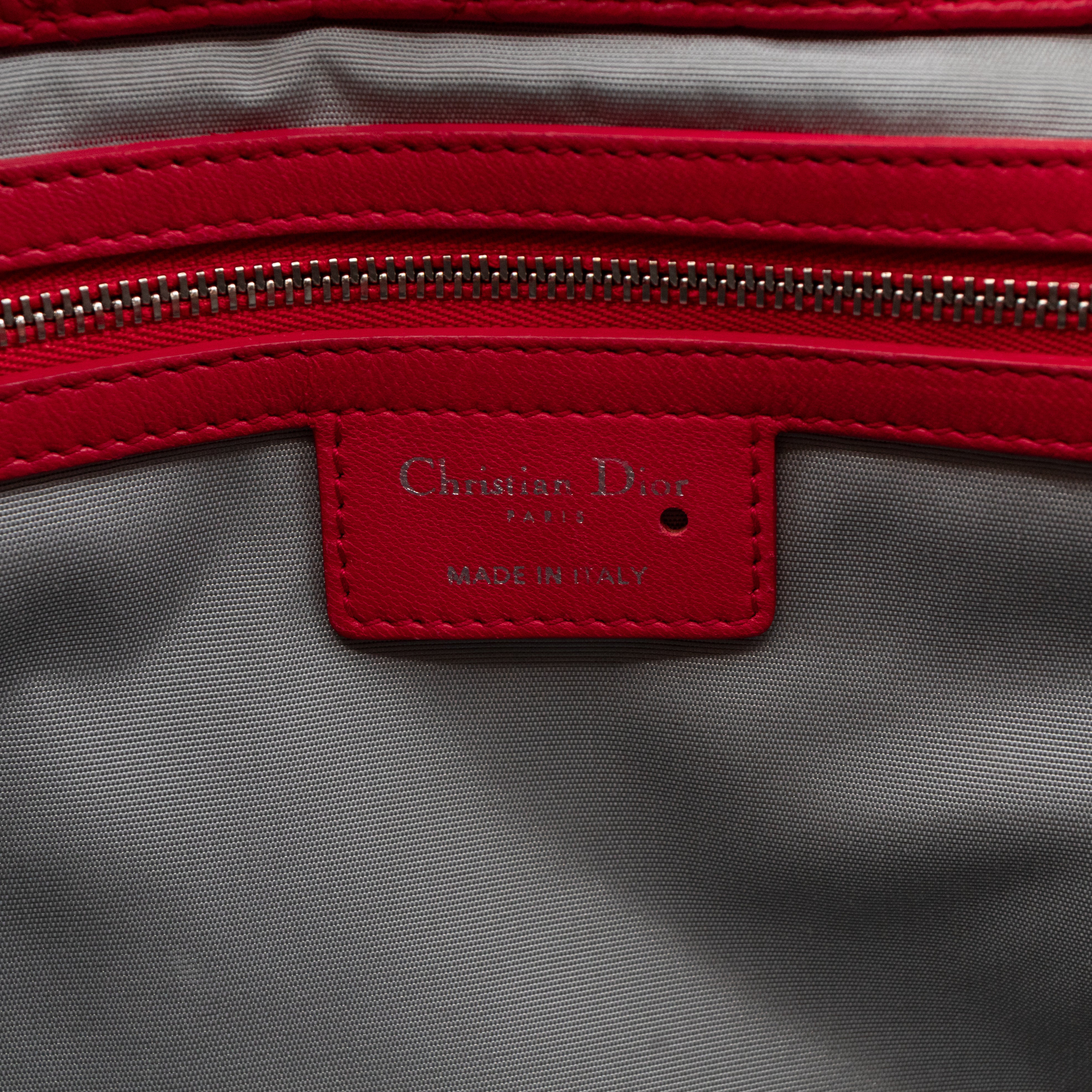 Medium Soft Shopping Tote Raspberry Red Cannage Leather