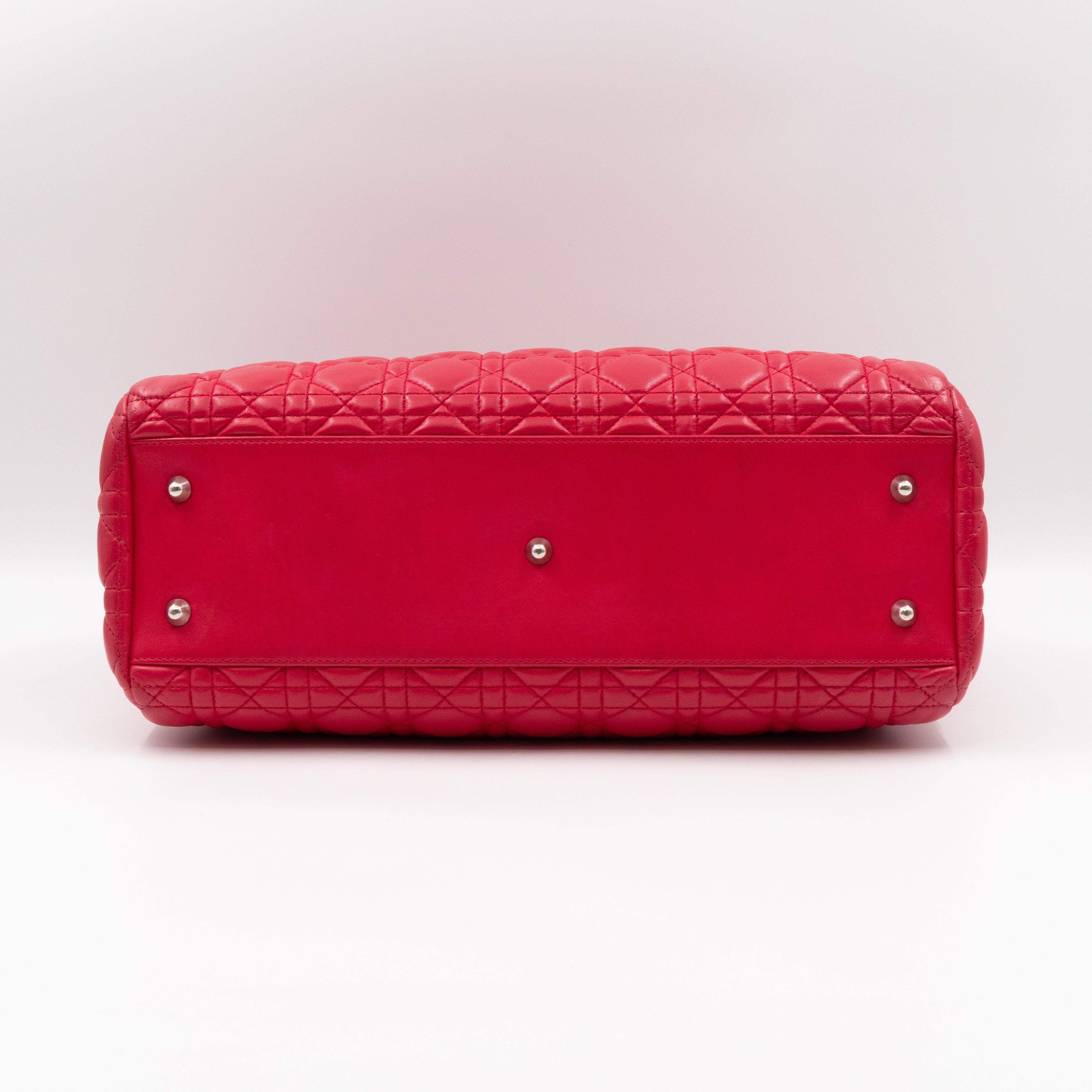 Medium Soft Shopping Tote Raspberry Red Cannage Leather