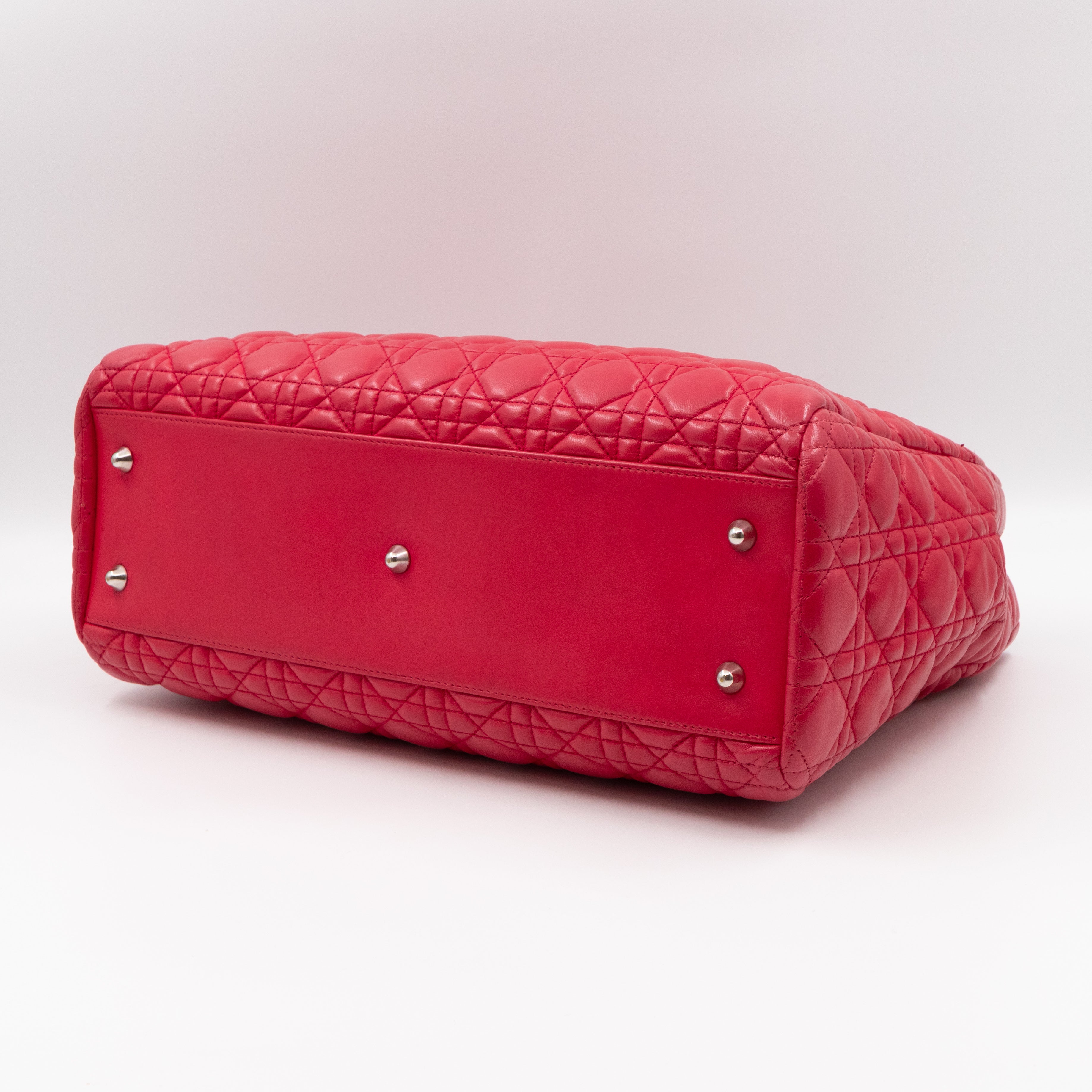 Medium Soft Shopping Tote Raspberry Red Cannage Leather