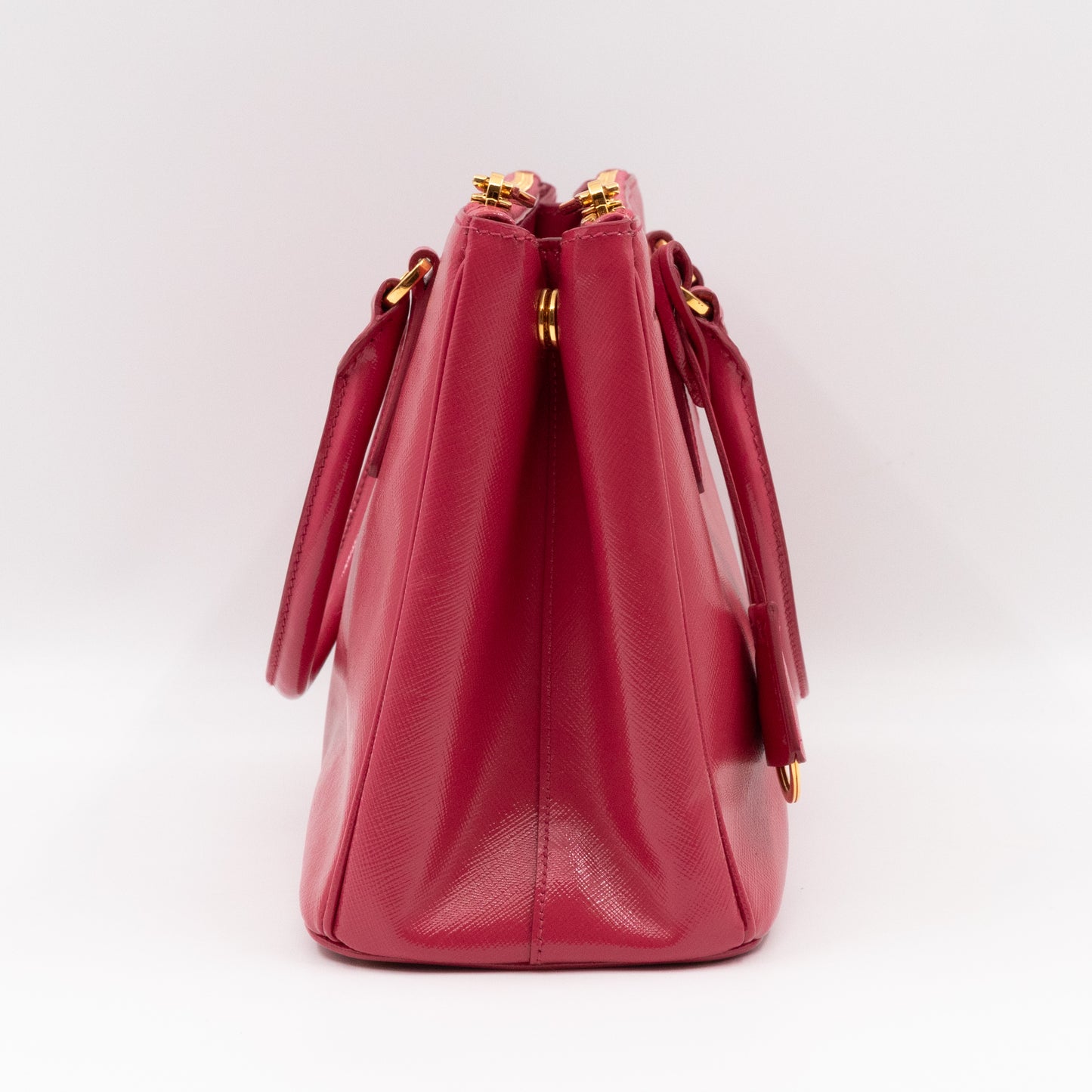Galleria Medium Double Zip Pink Saffiano Vernice