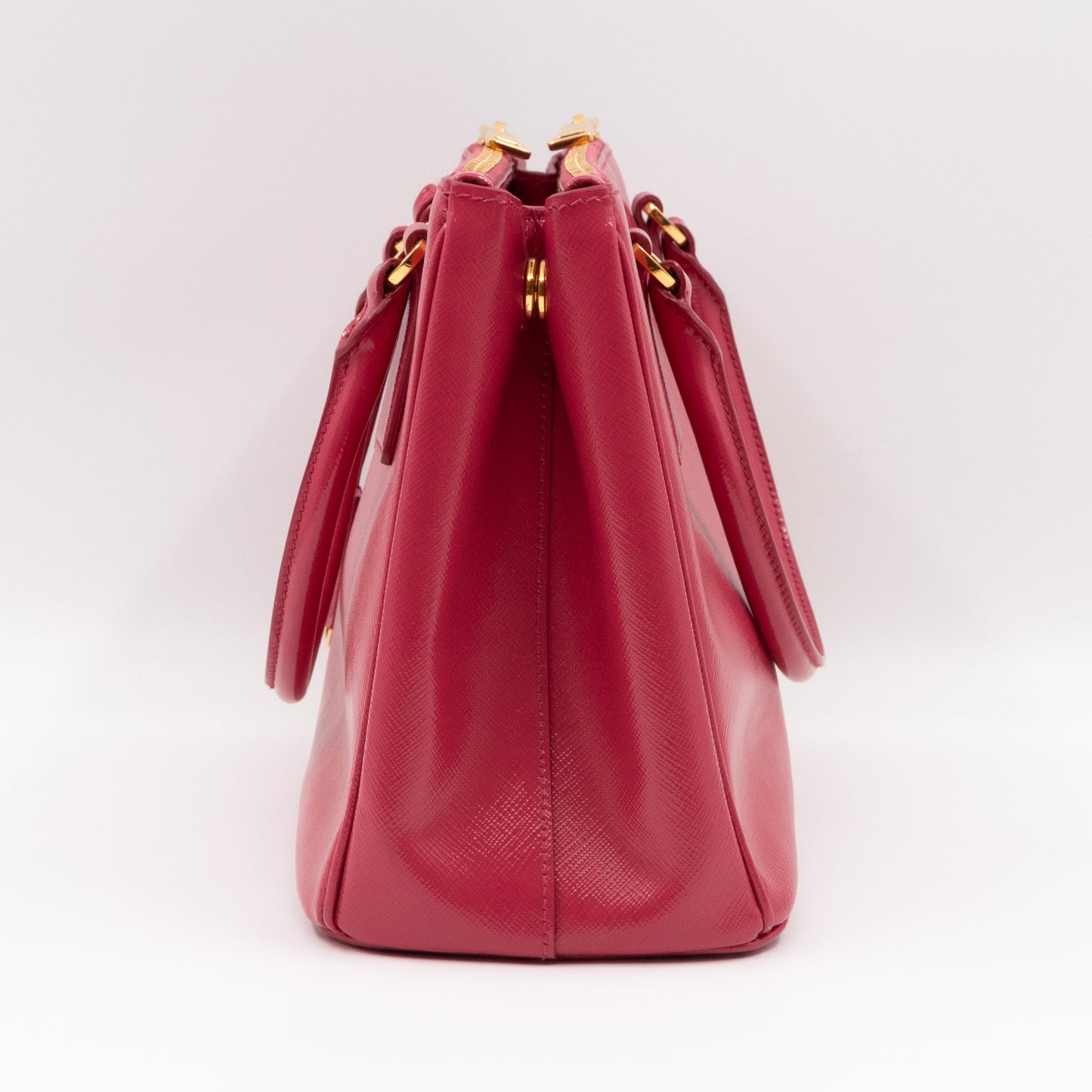 Galleria Medium Double Zip Pink Saffiano Vernice