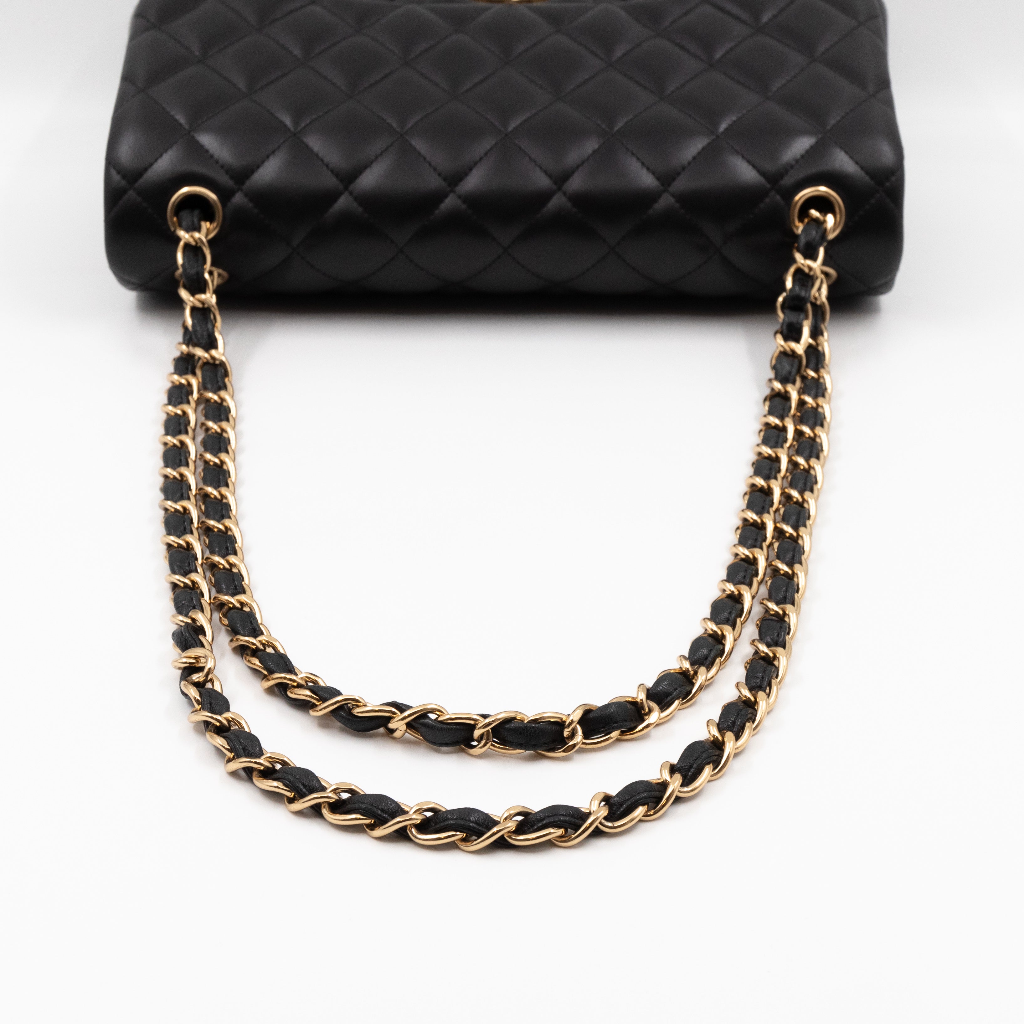 Classic Double Flap Jumbo Black Lambskin Gold