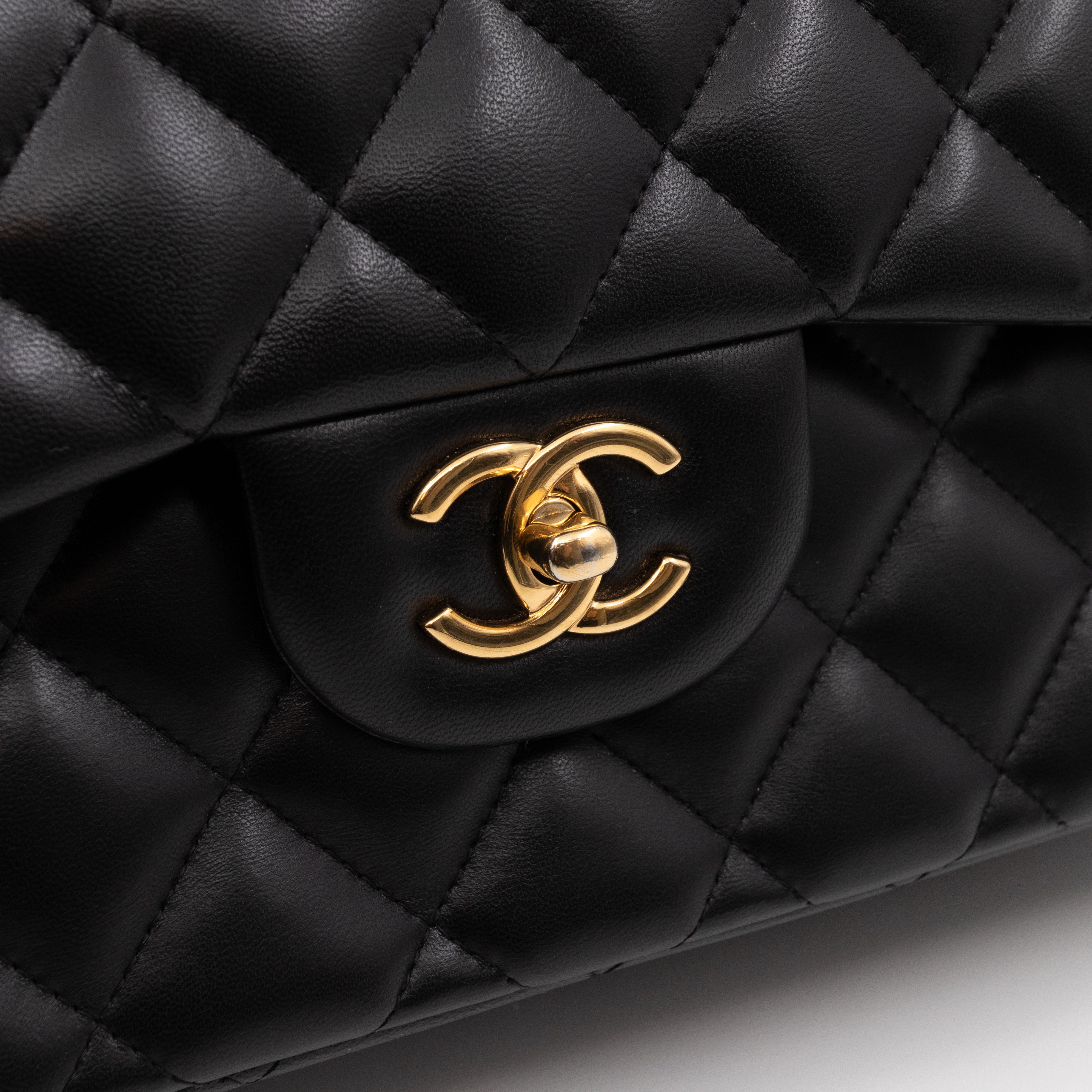 Classic Double Flap Jumbo Black Lambskin Gold