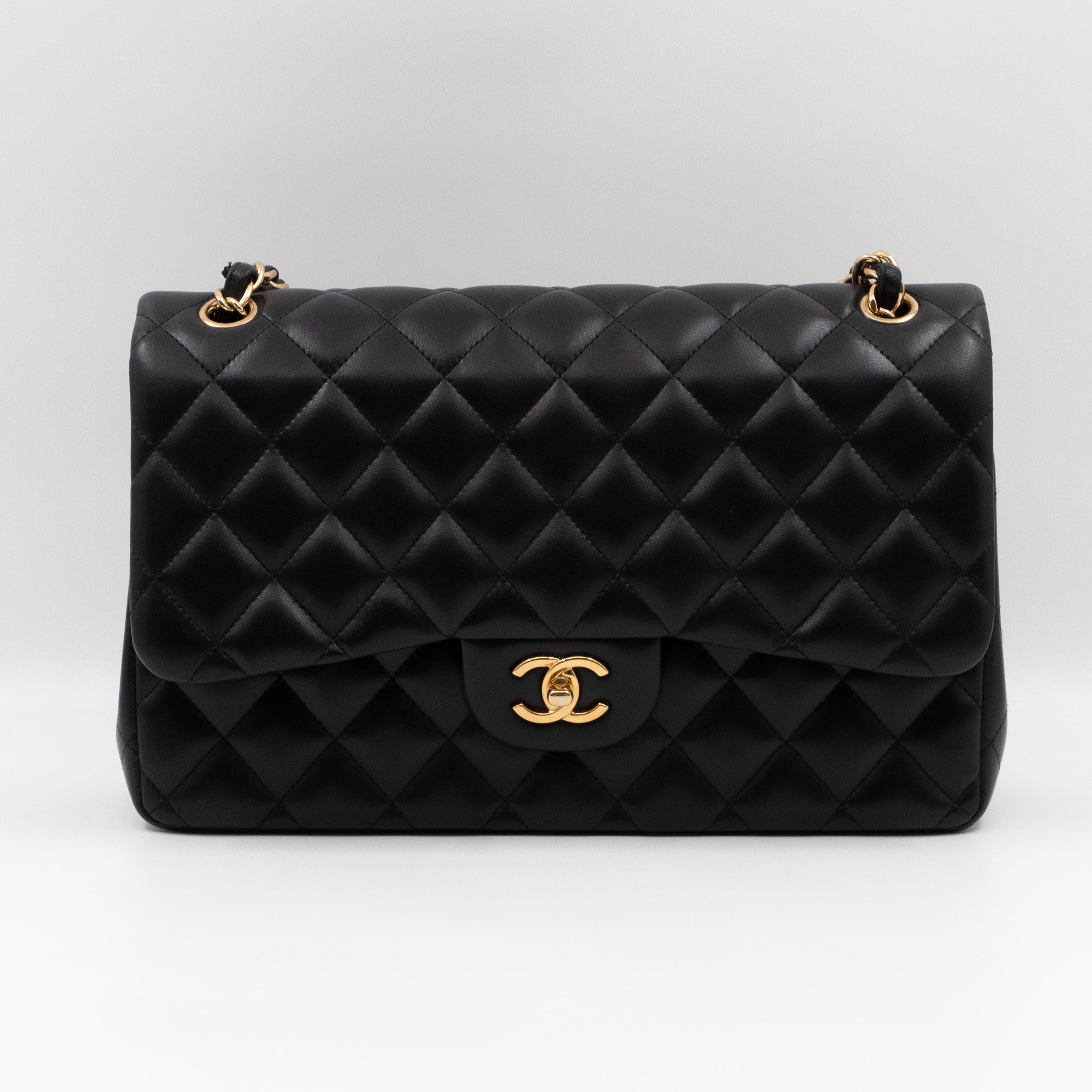 Classic Double Flap Jumbo Black Lambskin Gold