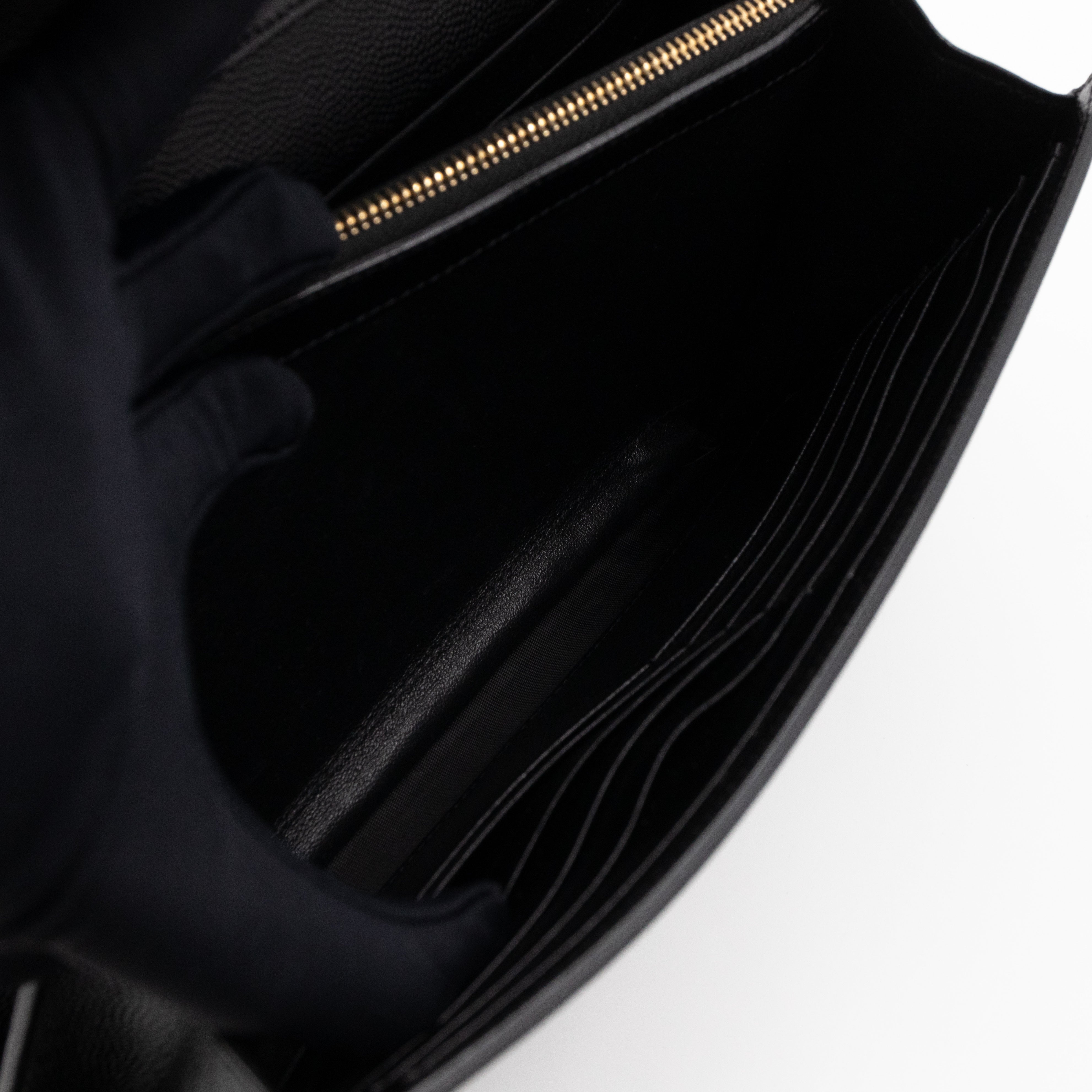 Kate Chain Wallet Bag Black Grained Leather Gold