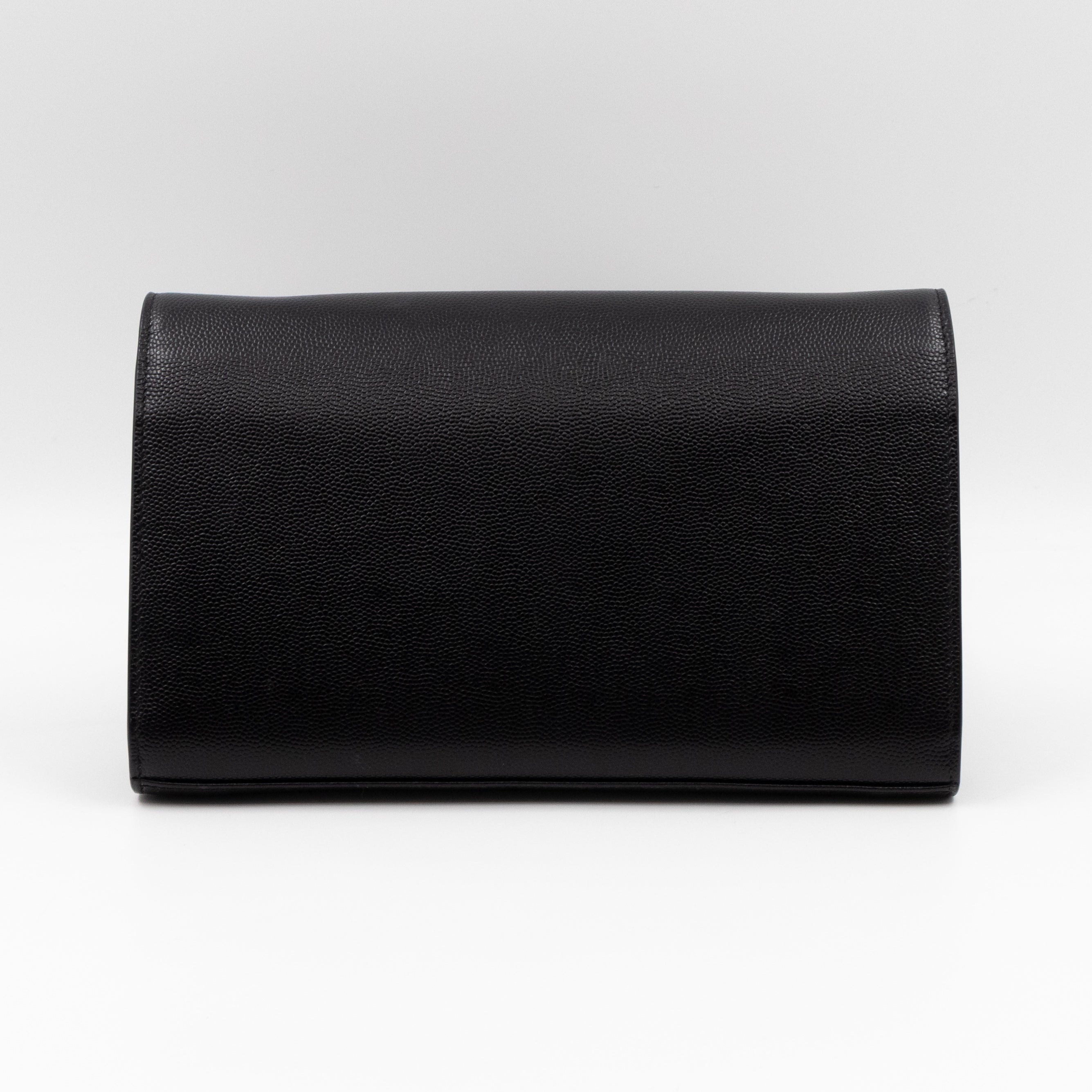 Kate Chain Wallet Bag Black Grained Leather Gold