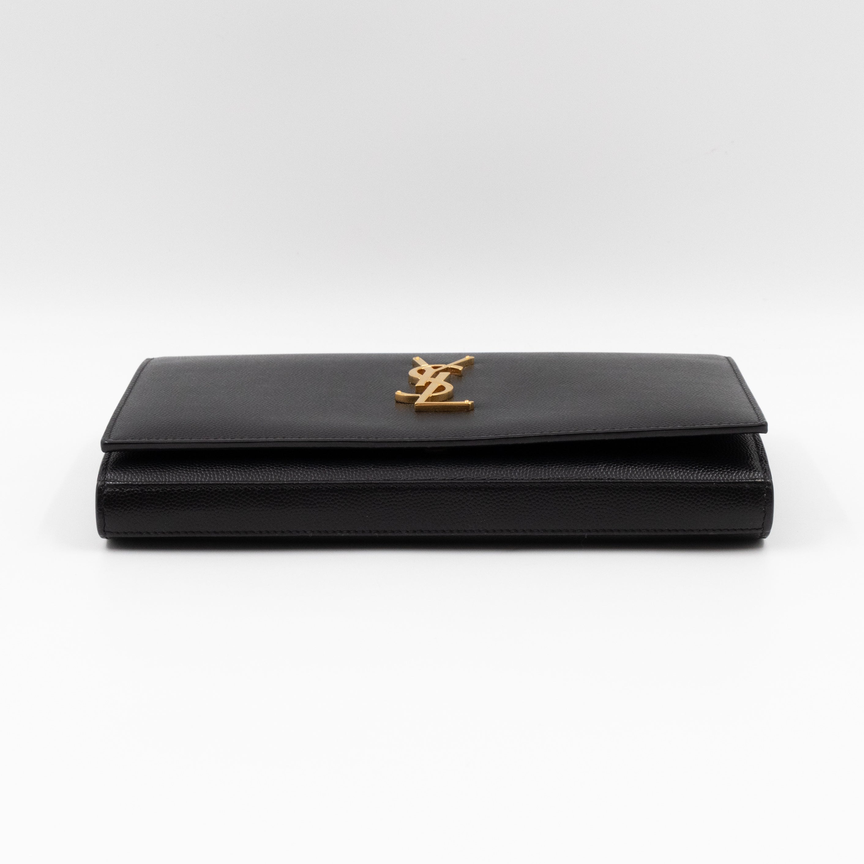 Kate Chain Wallet Bag Black Grained Leather Gold