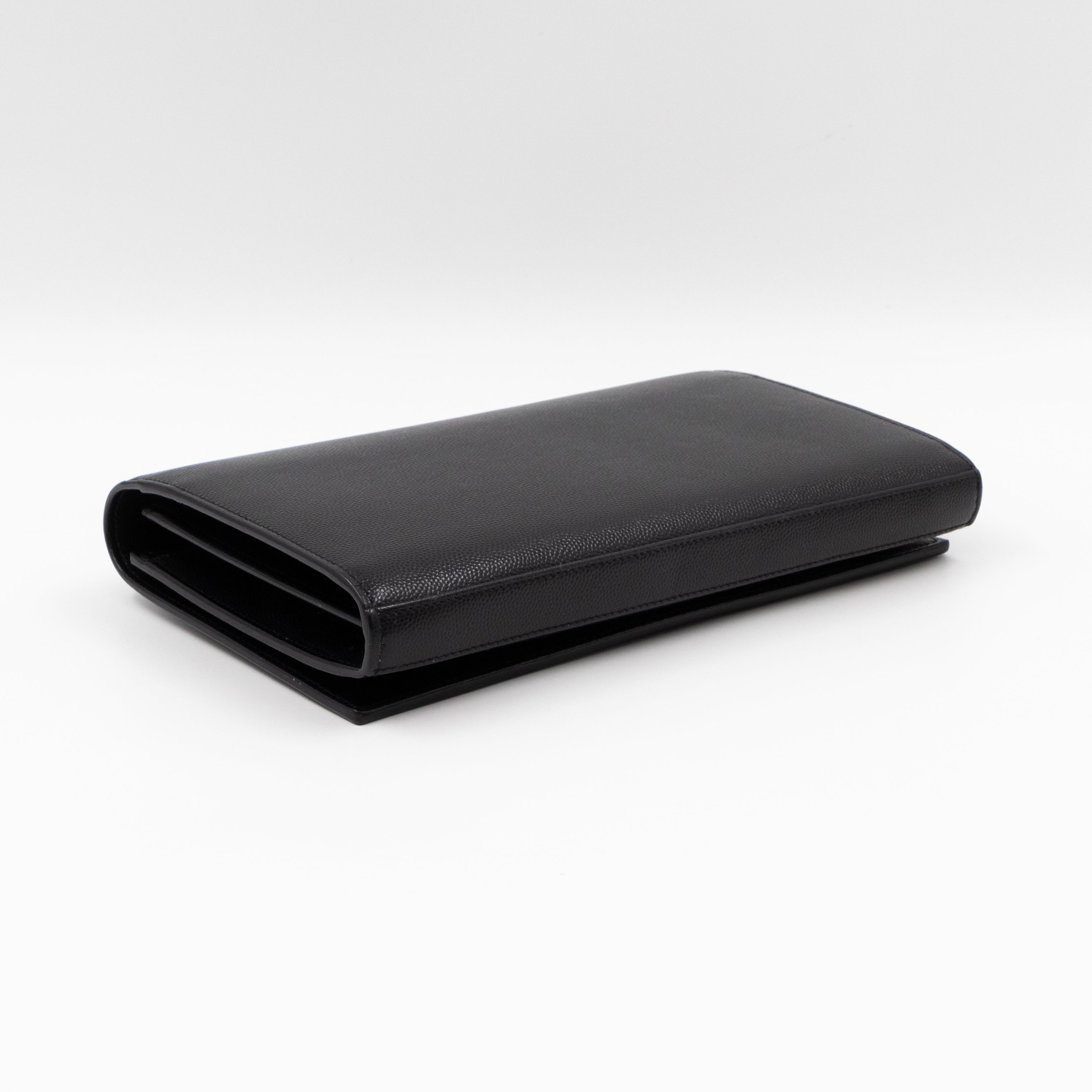 Kate Chain Wallet Bag Black Grained Leather Gold