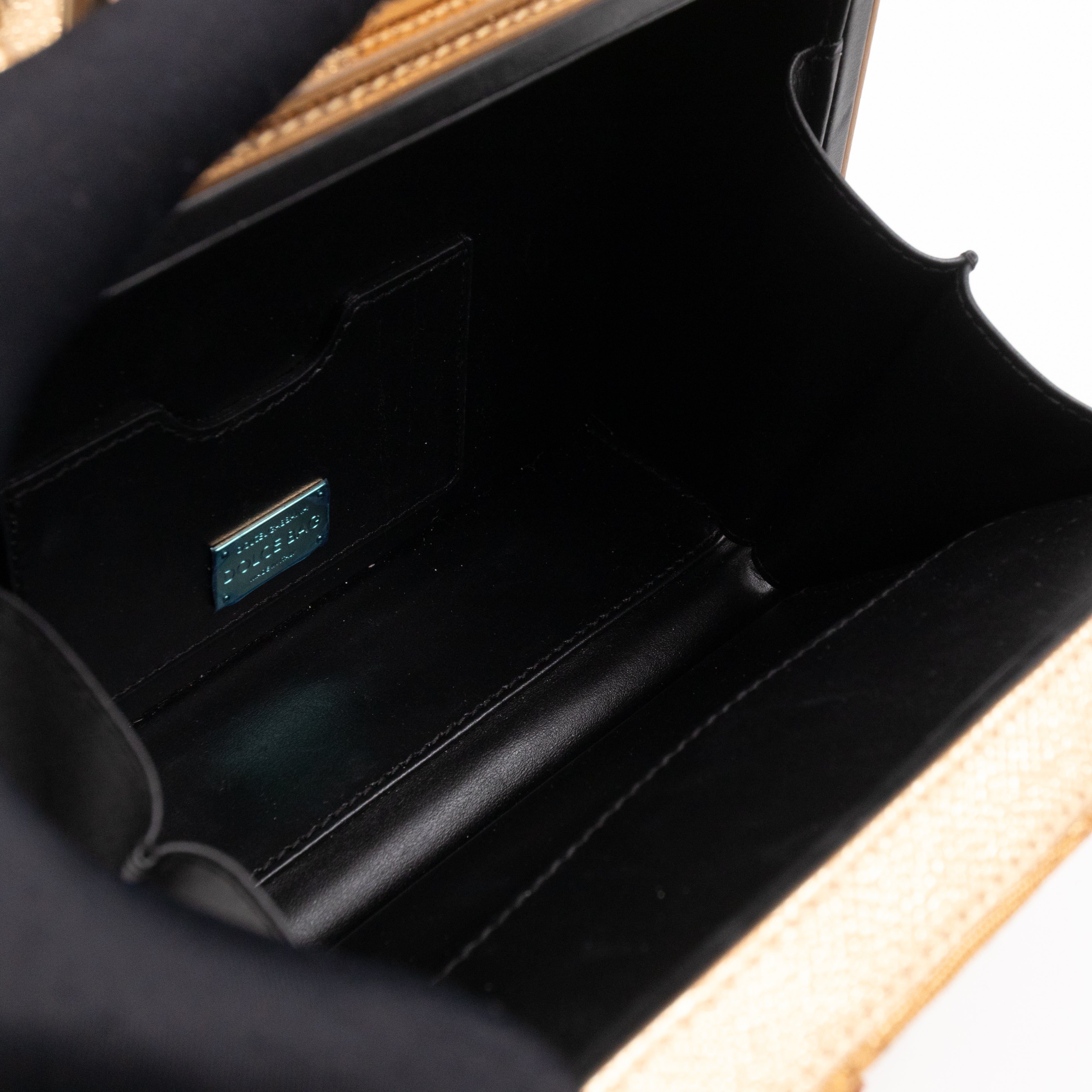 DG Unique Box Flower Handbag Embellished Lurex and Leather