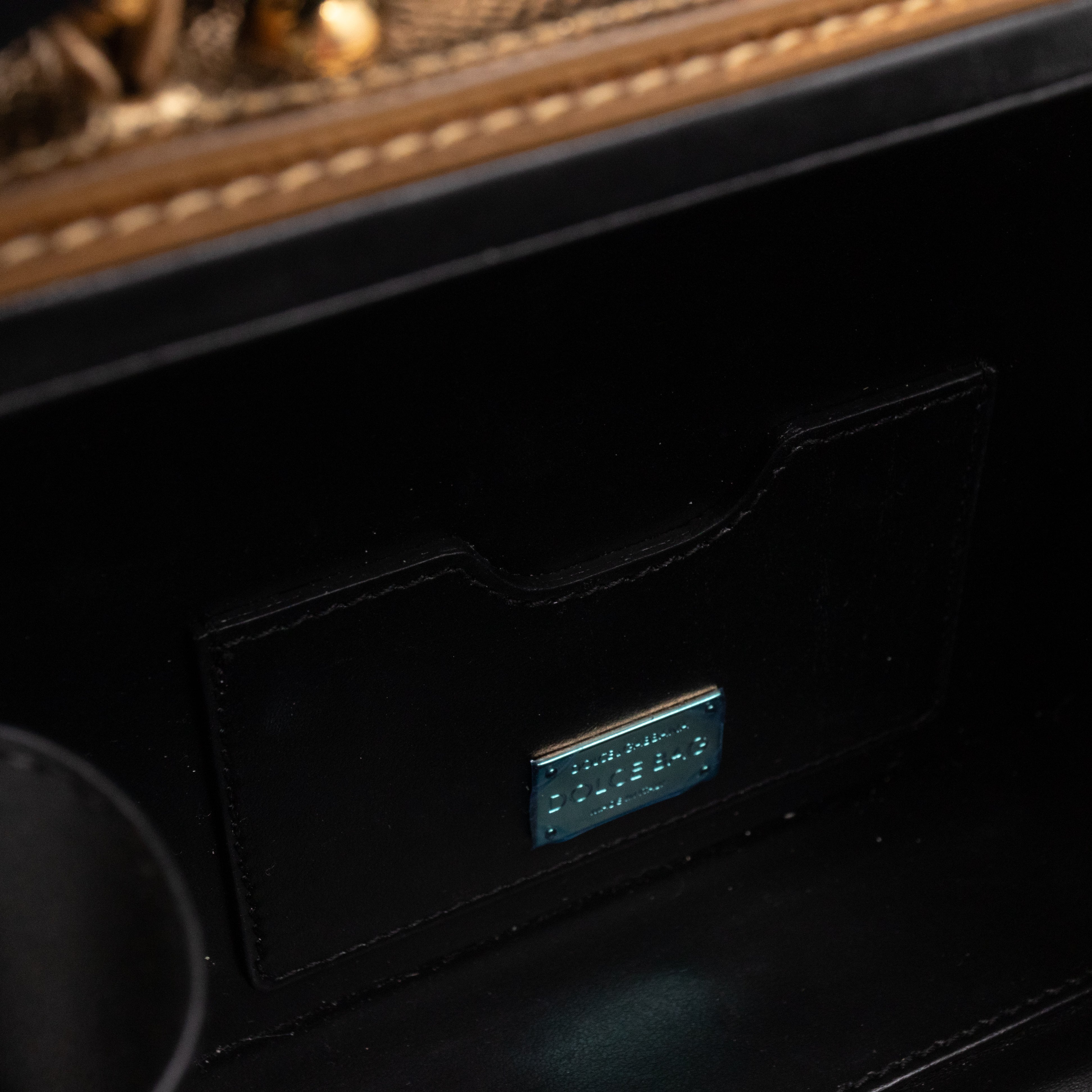 DG Unique Box Flower Handbag Embellished Lurex and Leather