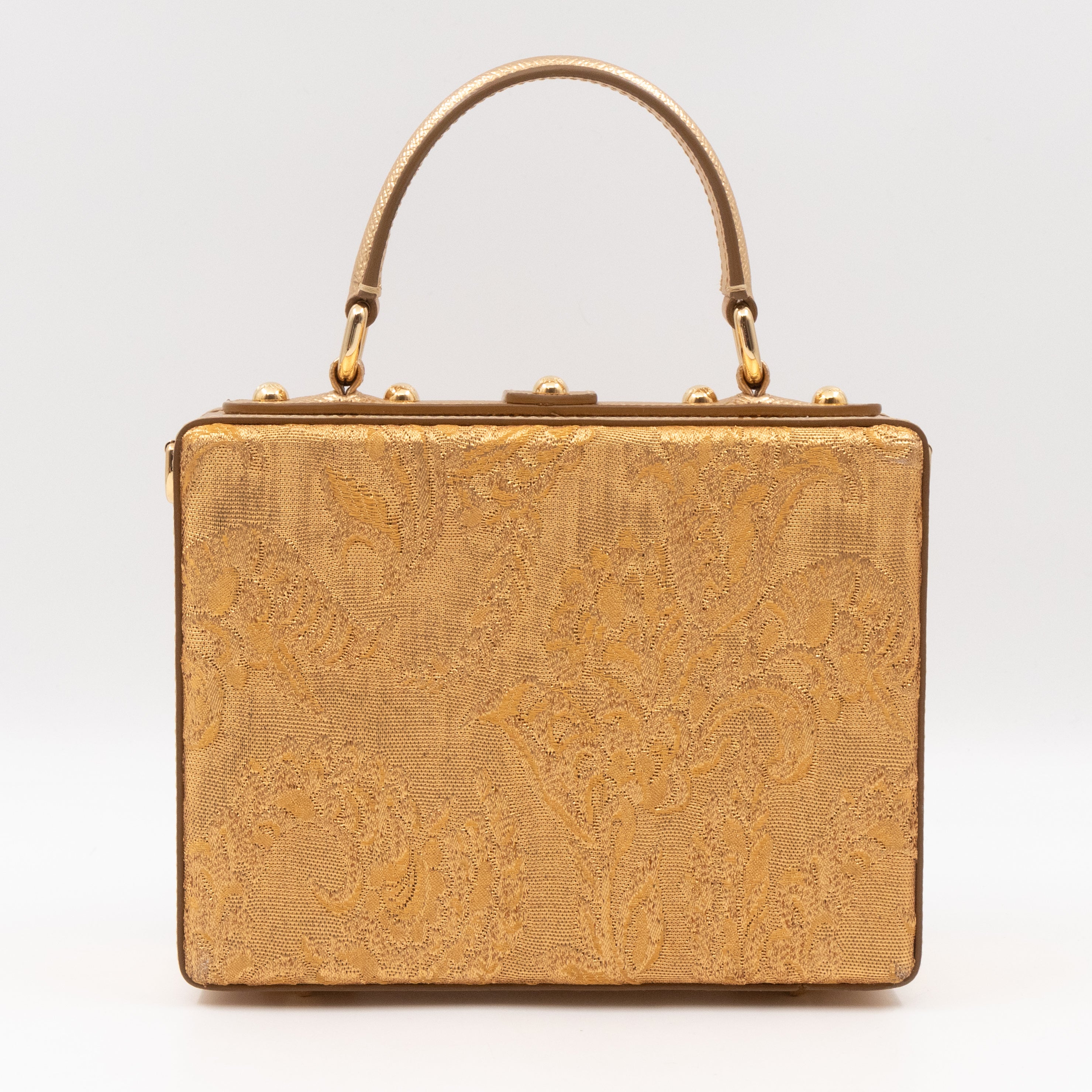 DG Unique Box Flower Handbag Embellished Lurex and Leather