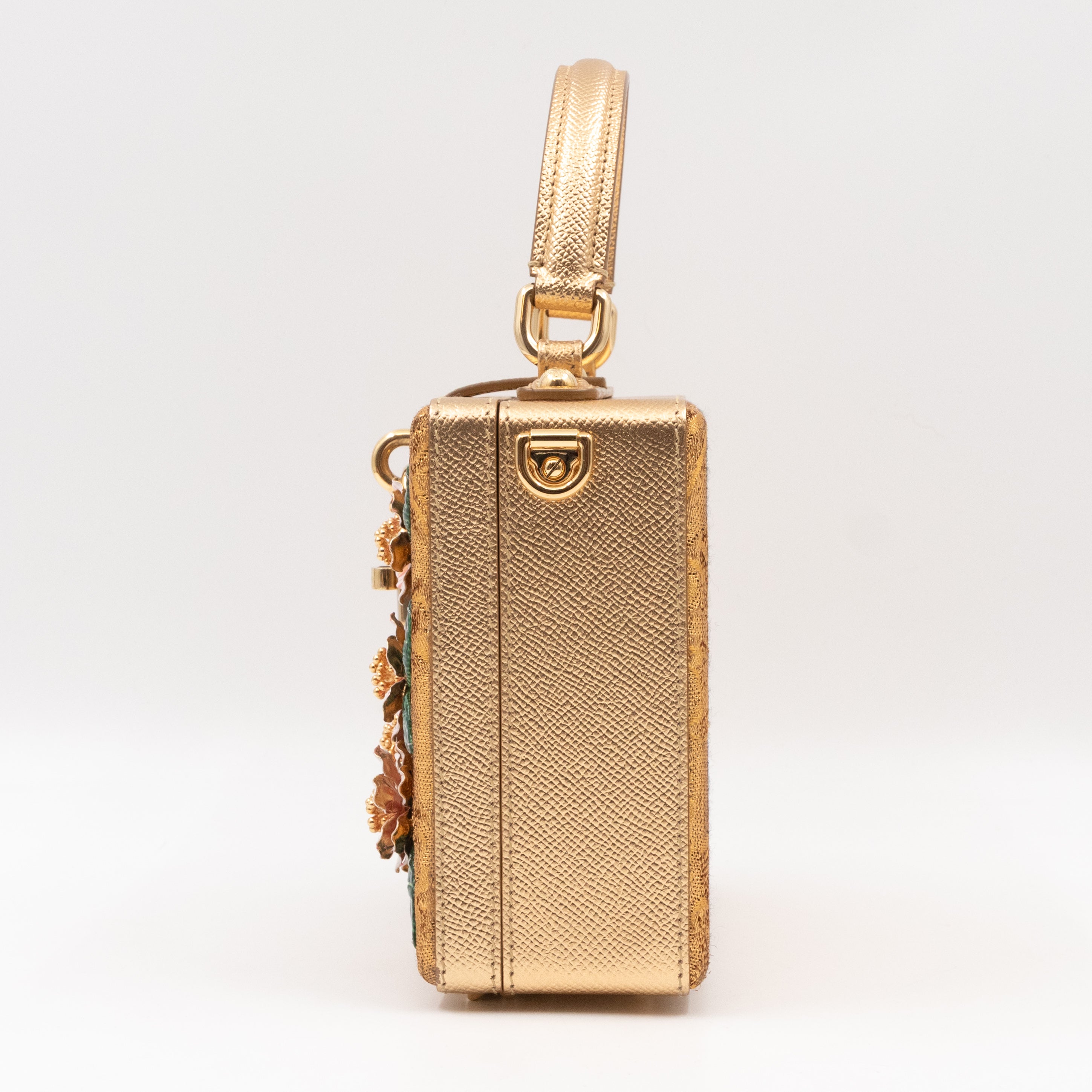 DG Unique Box Flower Handbag Embellished Lurex and Leather