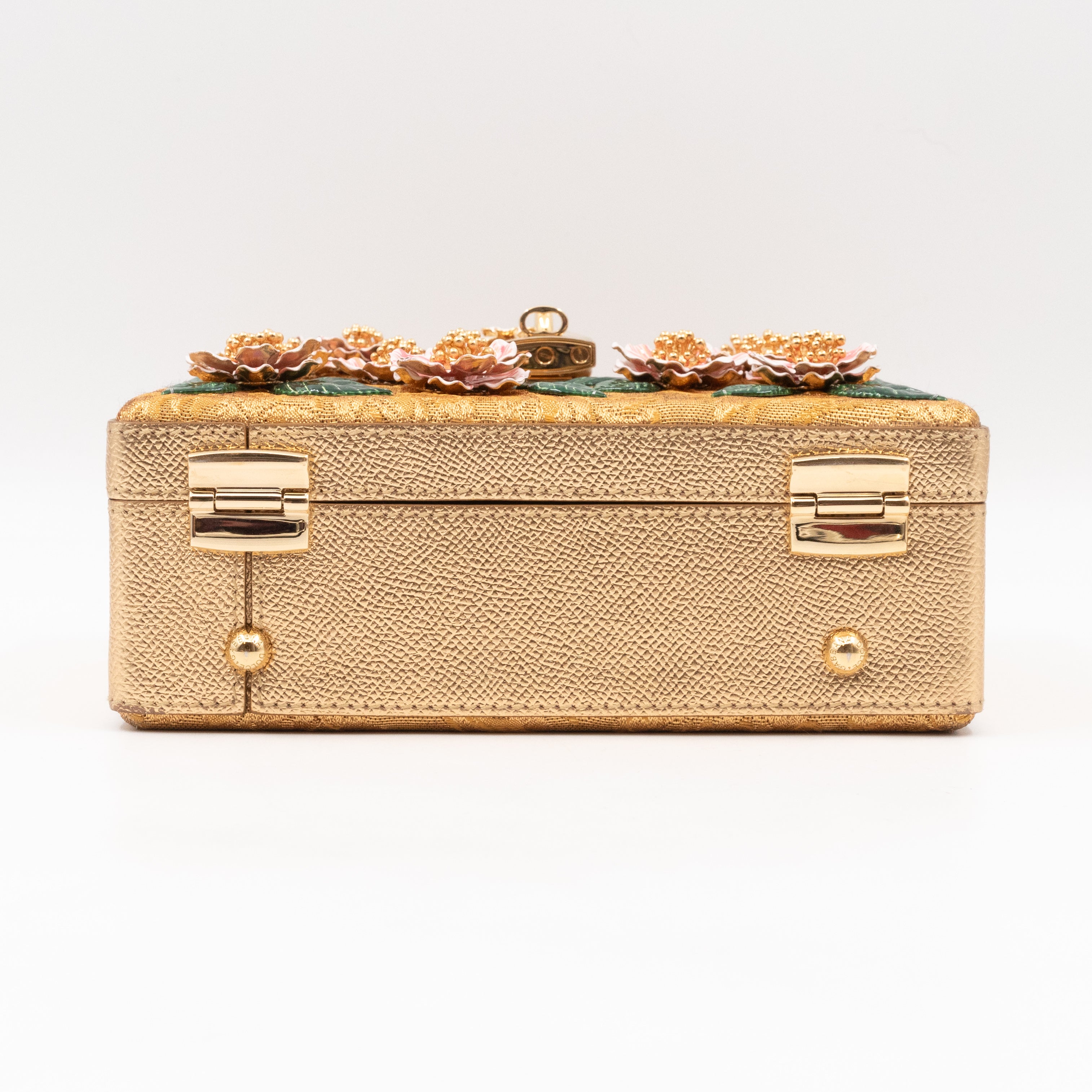 DG Unique Box Flower Handbag Embellished Lurex and Leather