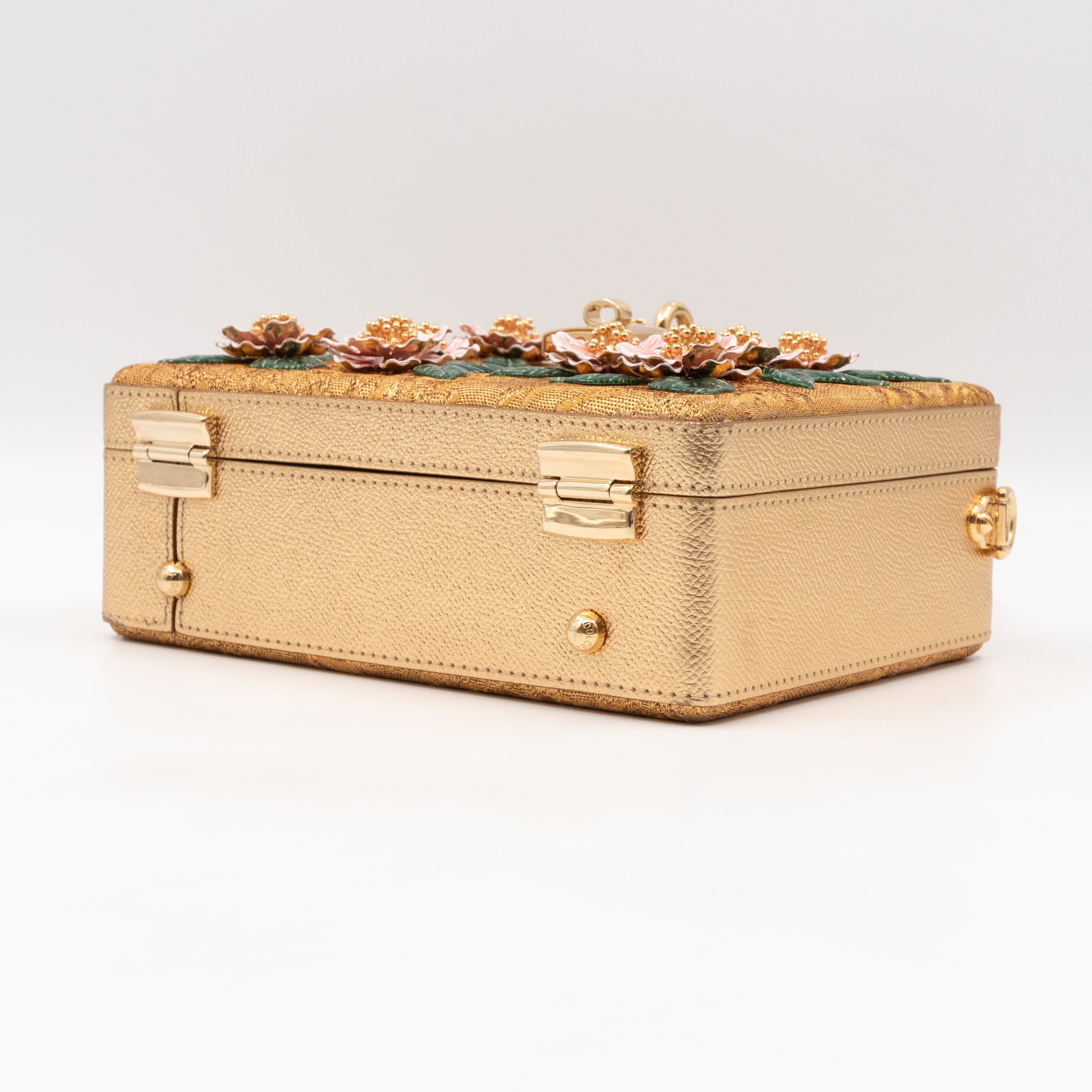 DG Unique Box Flower Handbag Embellished Lurex and Leather