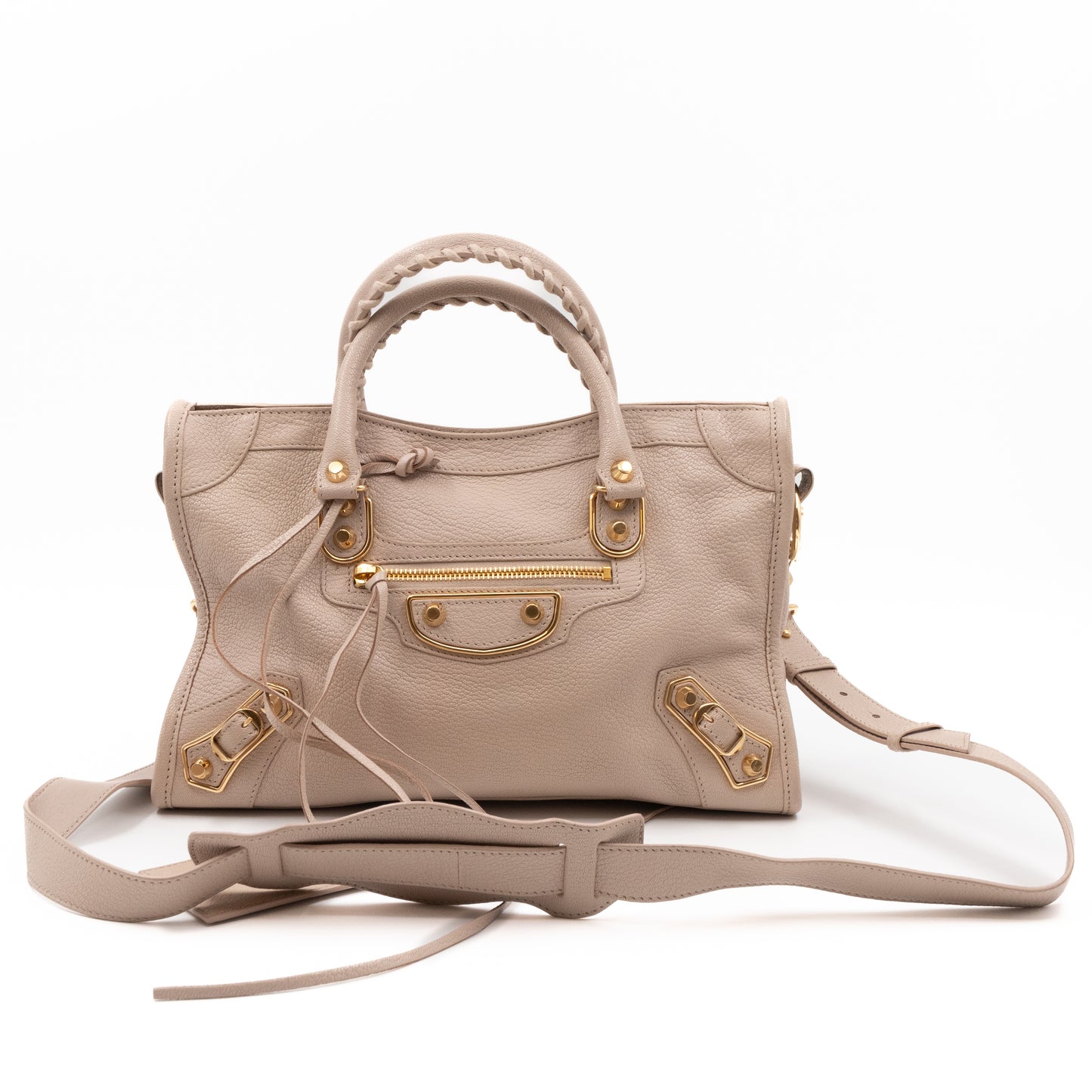 Classic City S Metallic Edge Beige Leather