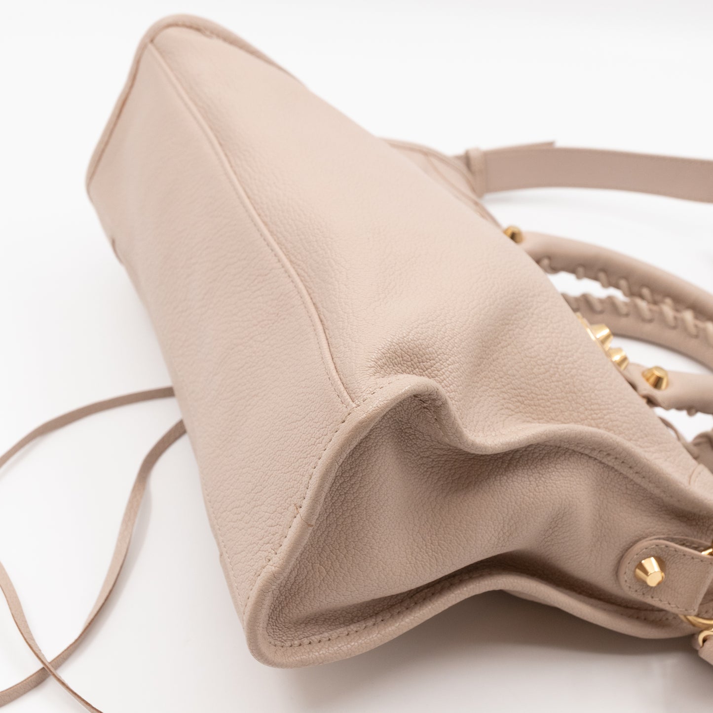 Classic City S Metallic Edge Beige Leather