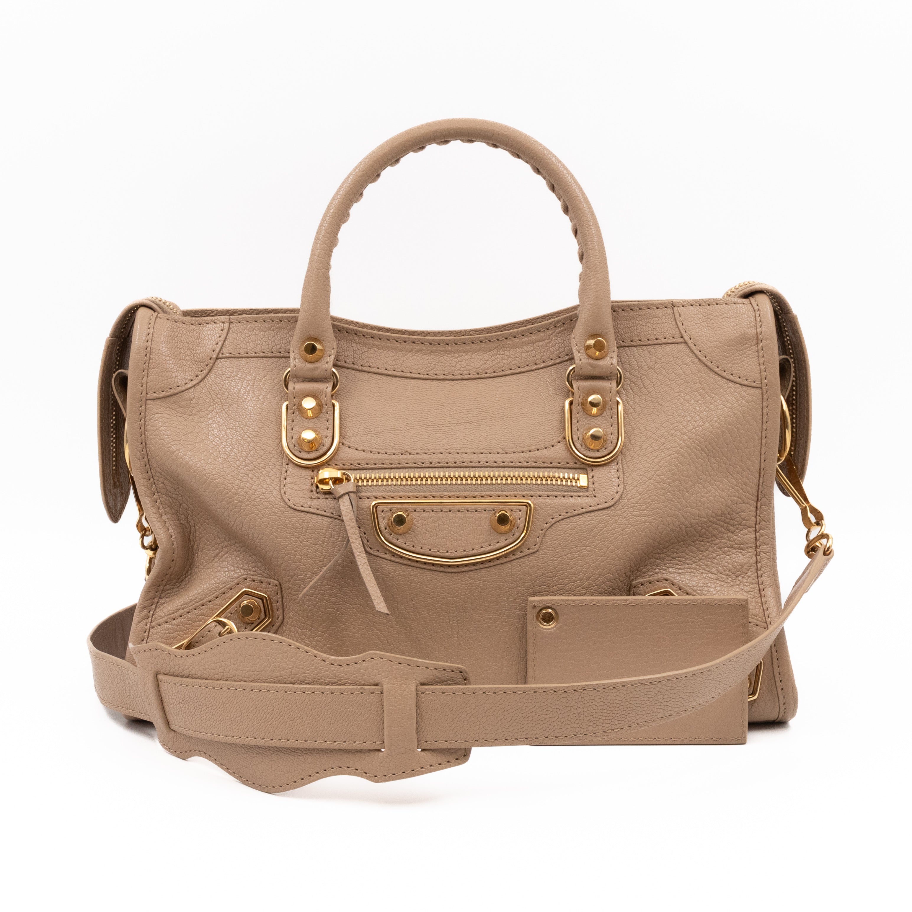 Classic City S Metallic Edge Beige Leather