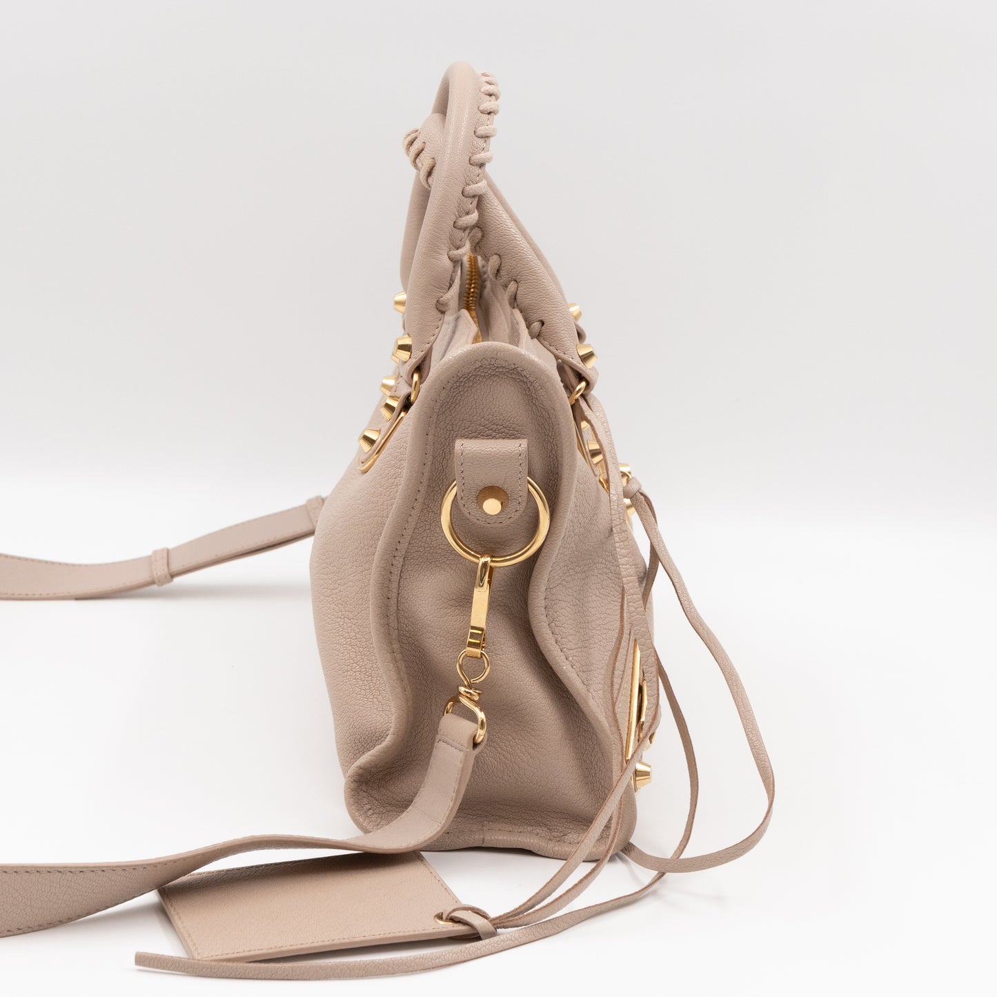 Classic City S Metallic Edge Beige Leather