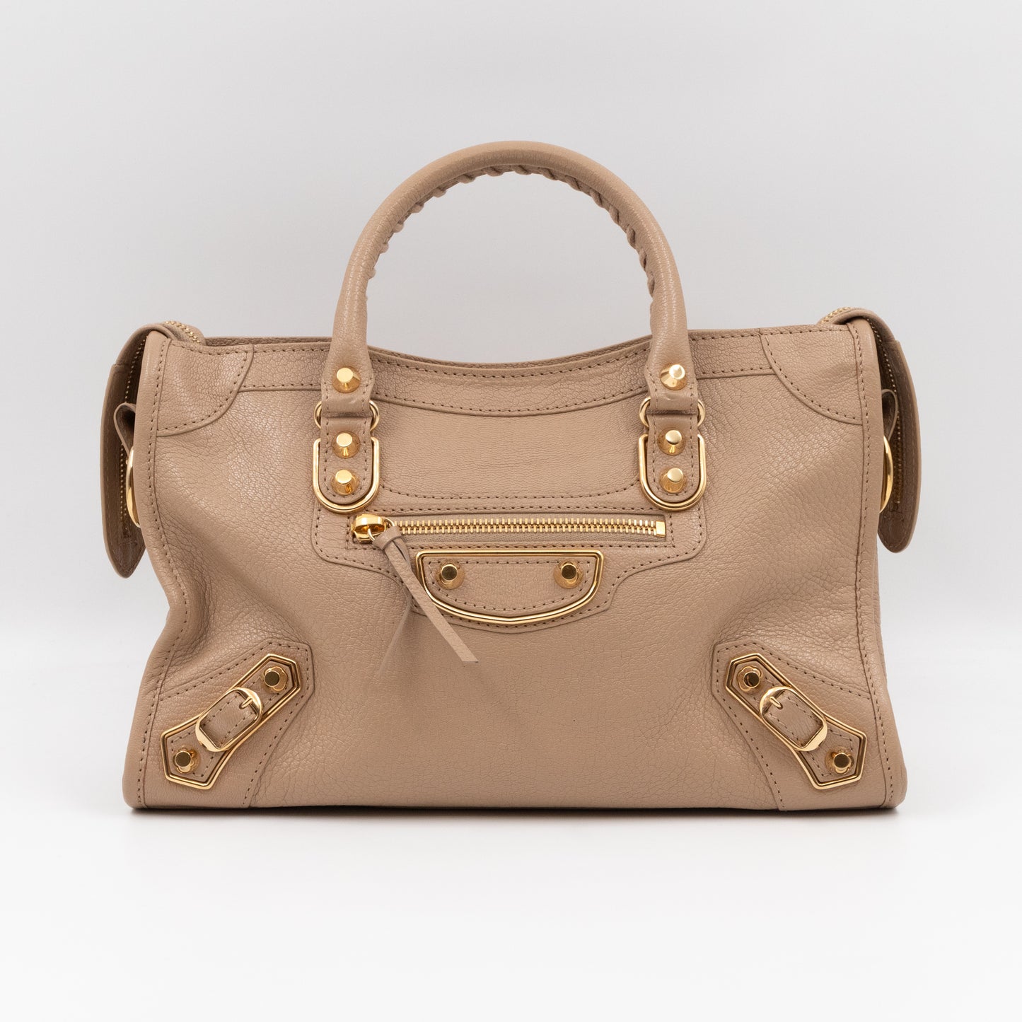 Classic City S Metallic Edge Beige Leather