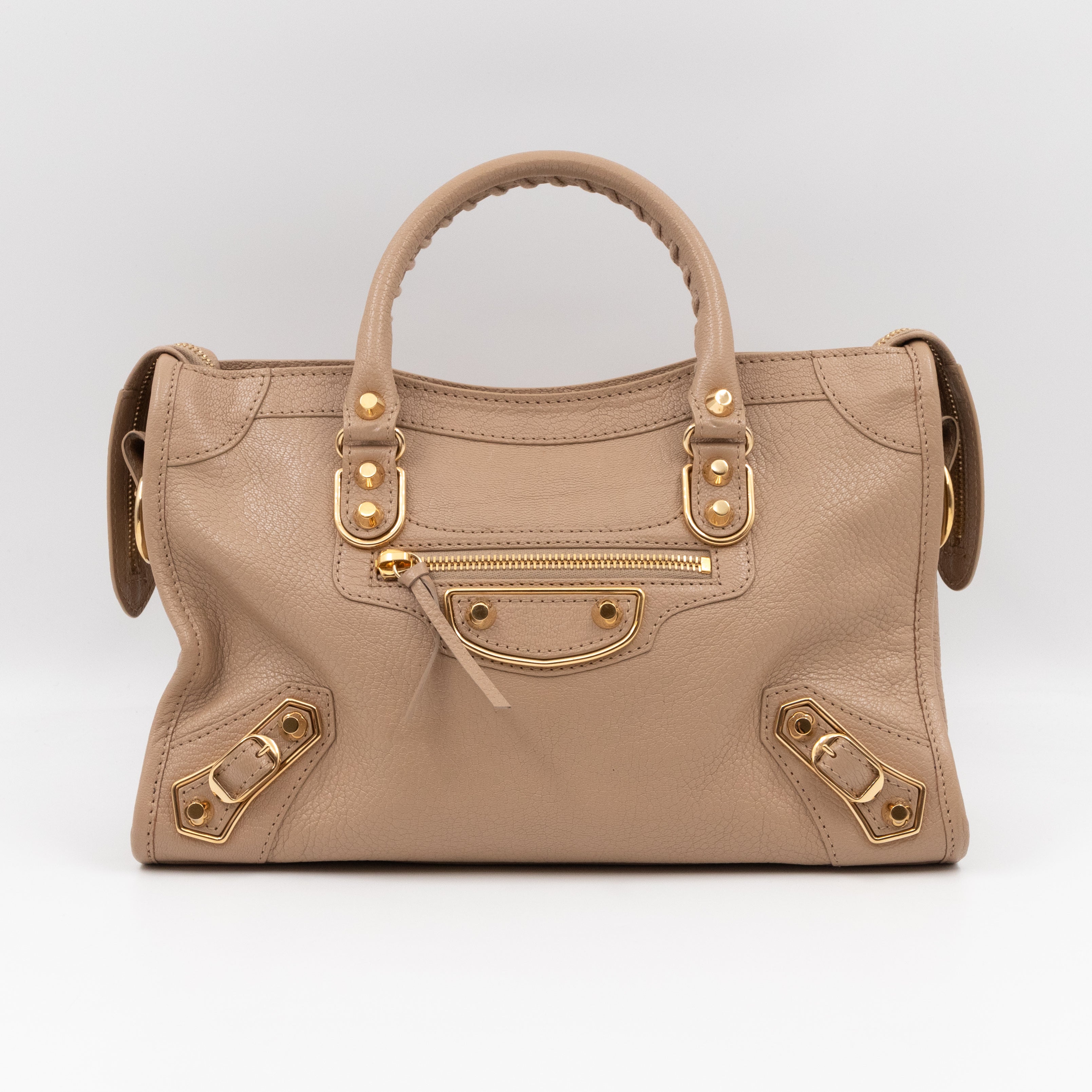 Classic City S Metallic Edge Beige Leather
