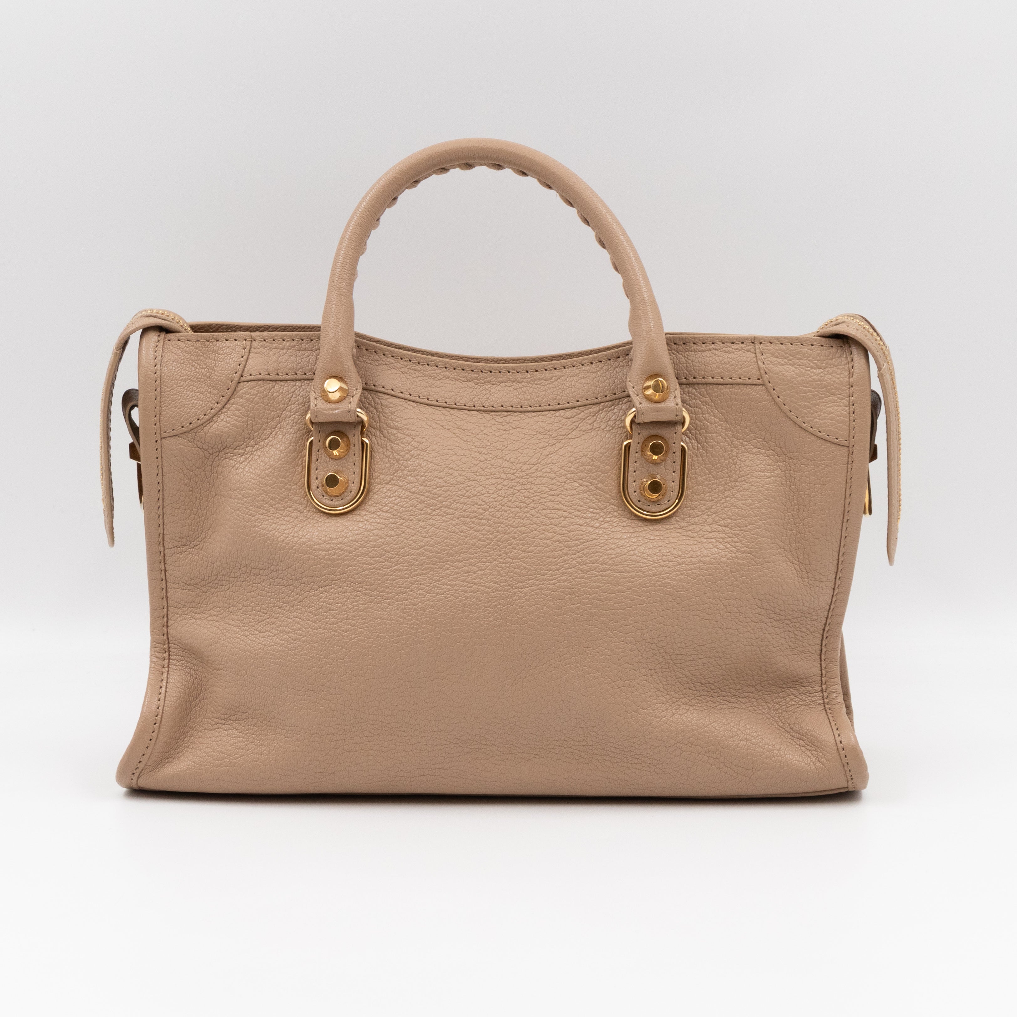 Classic City S Metallic Edge Beige Leather
