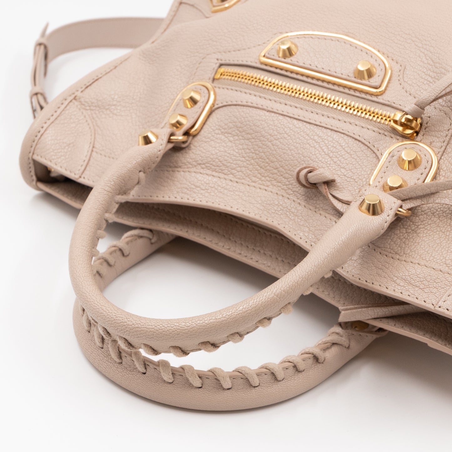 Classic City S Metallic Edge Beige Leather